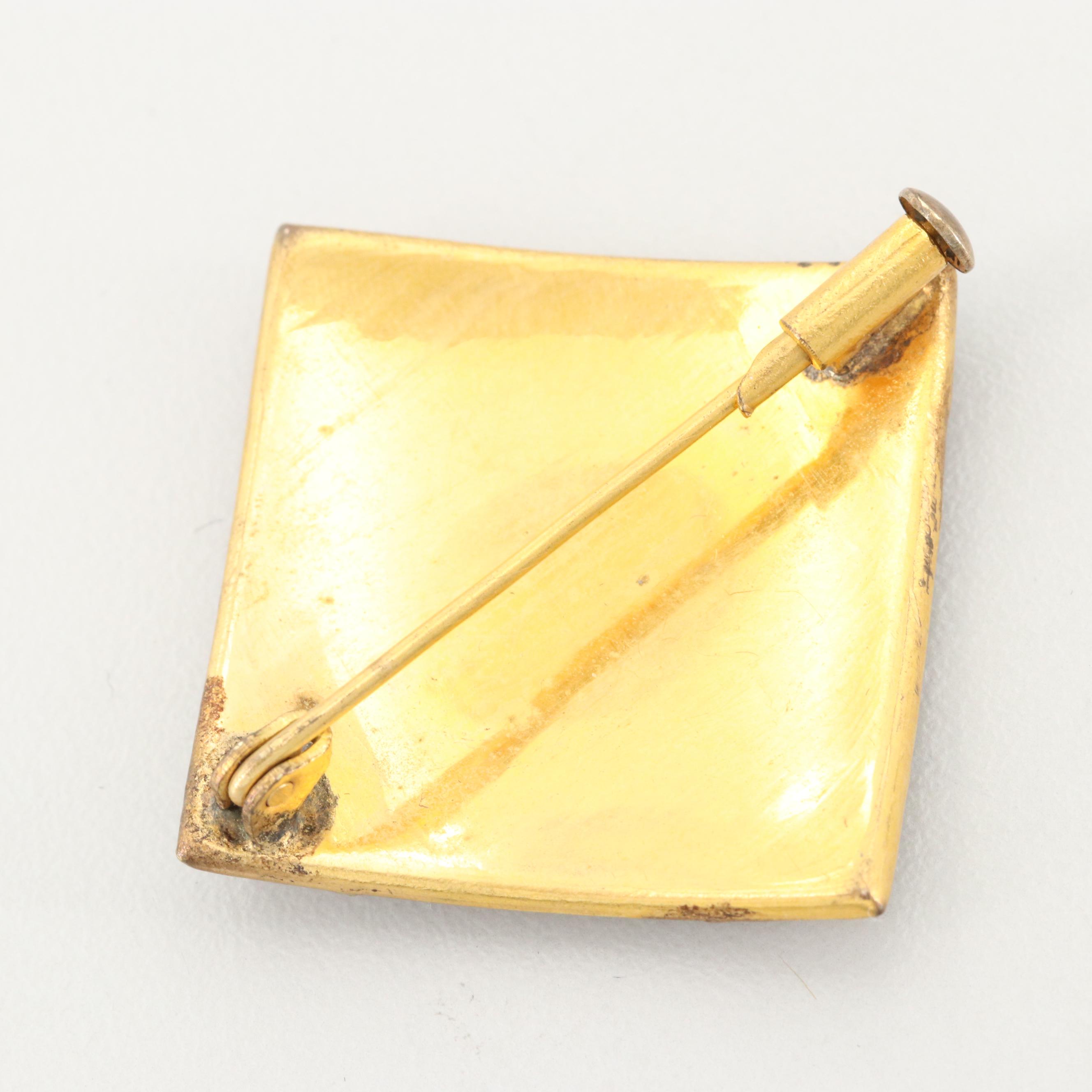 Vintage Brooches and Ribbon Including Damascene and Habillé Cameo