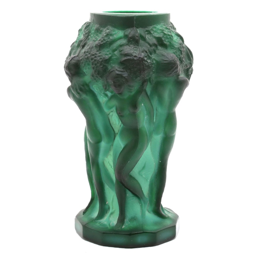 Hoffman and Schlevogt Malachite Glass Vase by Desna