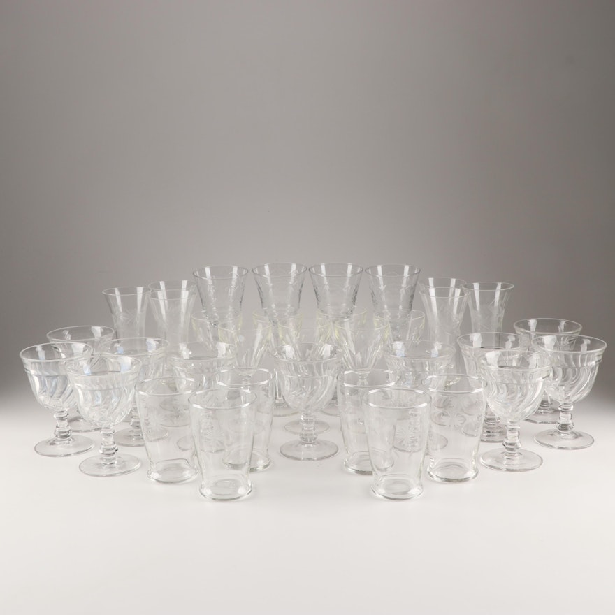 Mixed Pattern Glass Stemware