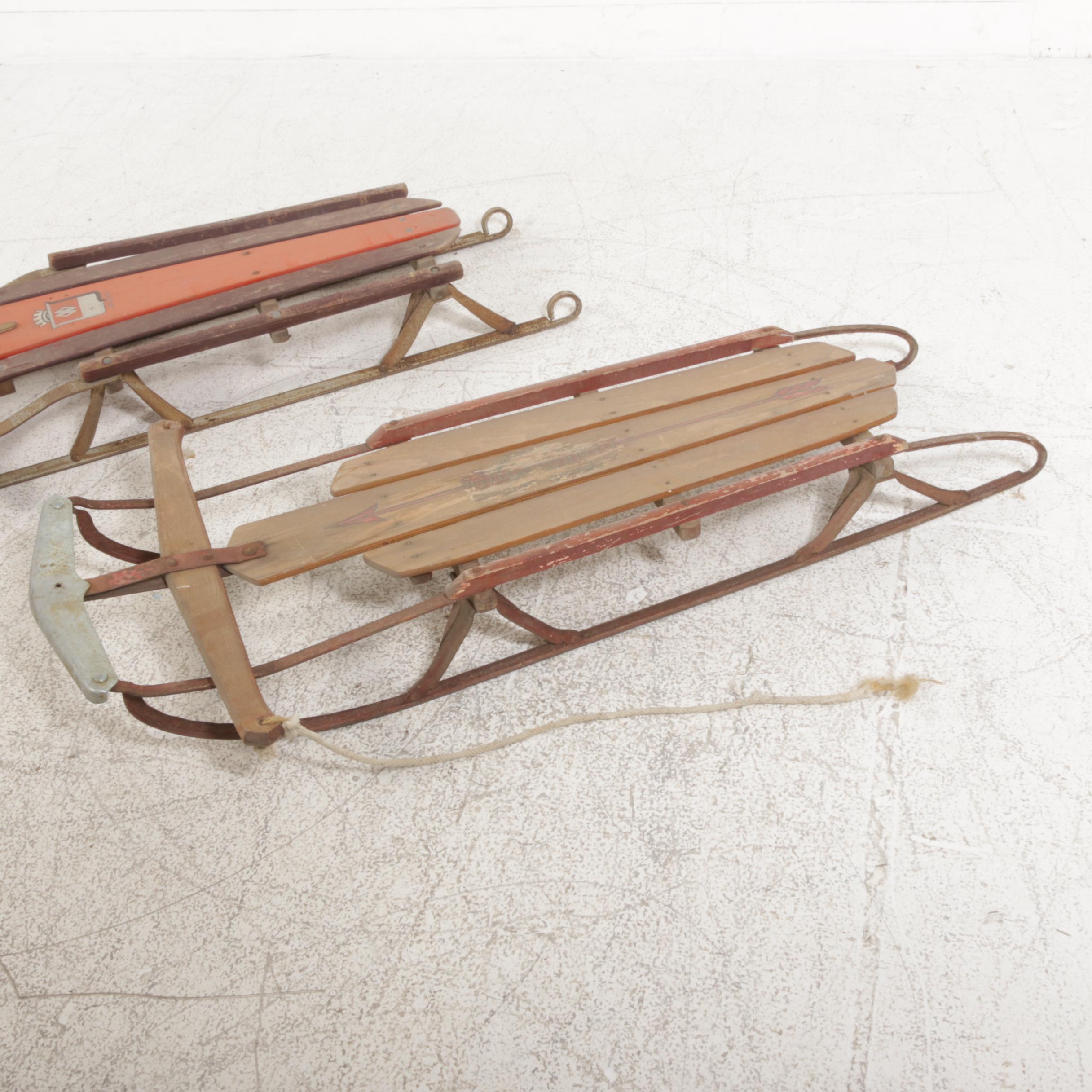 Red Rocket and Flexible Flyer Wooden Sleds