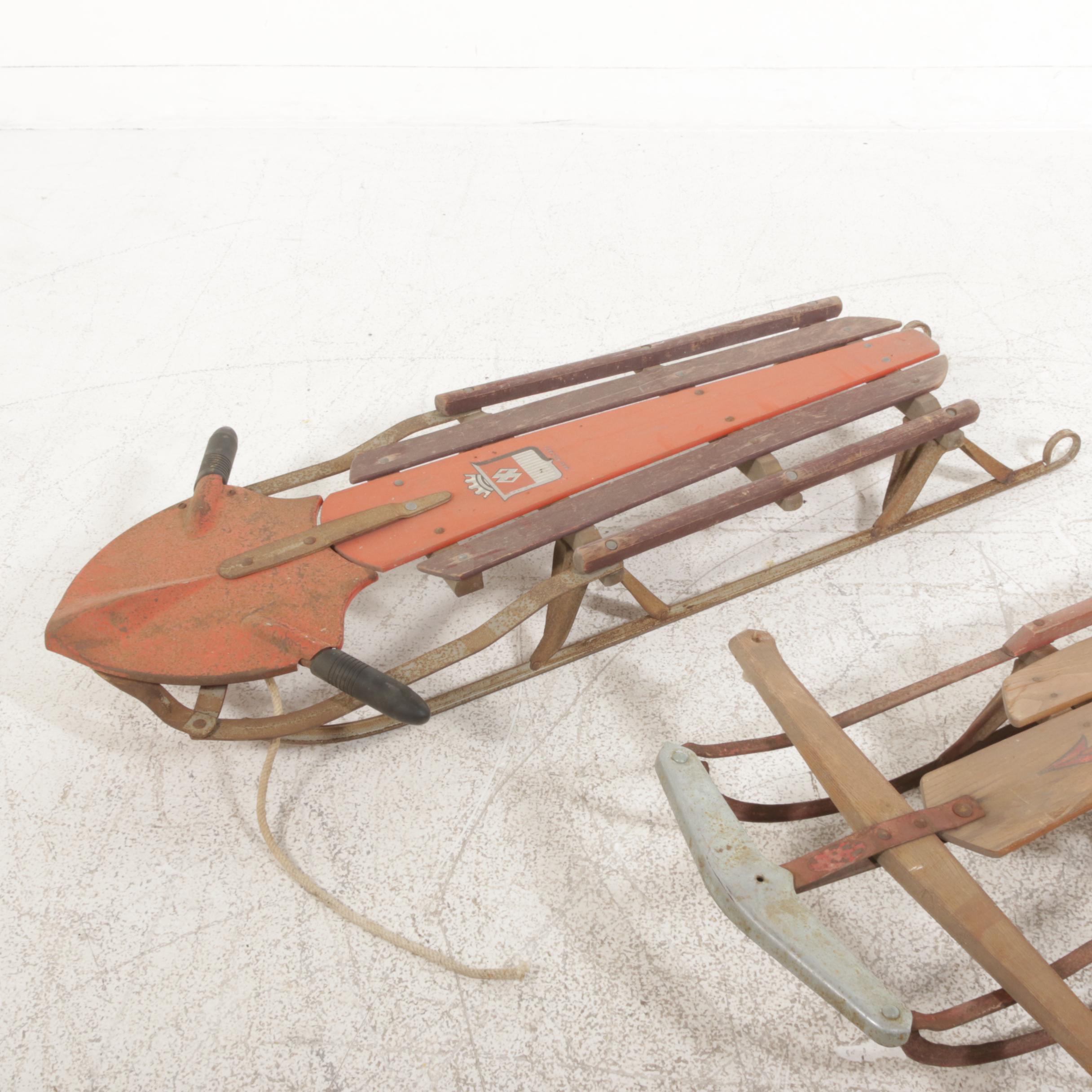Red Rocket and Flexible Flyer Wooden Sleds