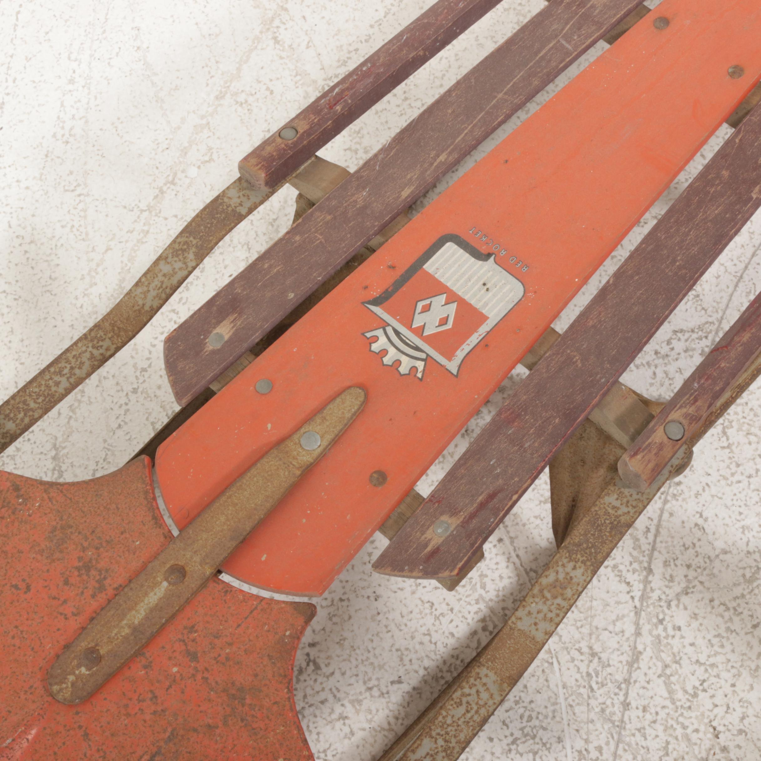 Red Rocket and Flexible Flyer Wooden Sleds