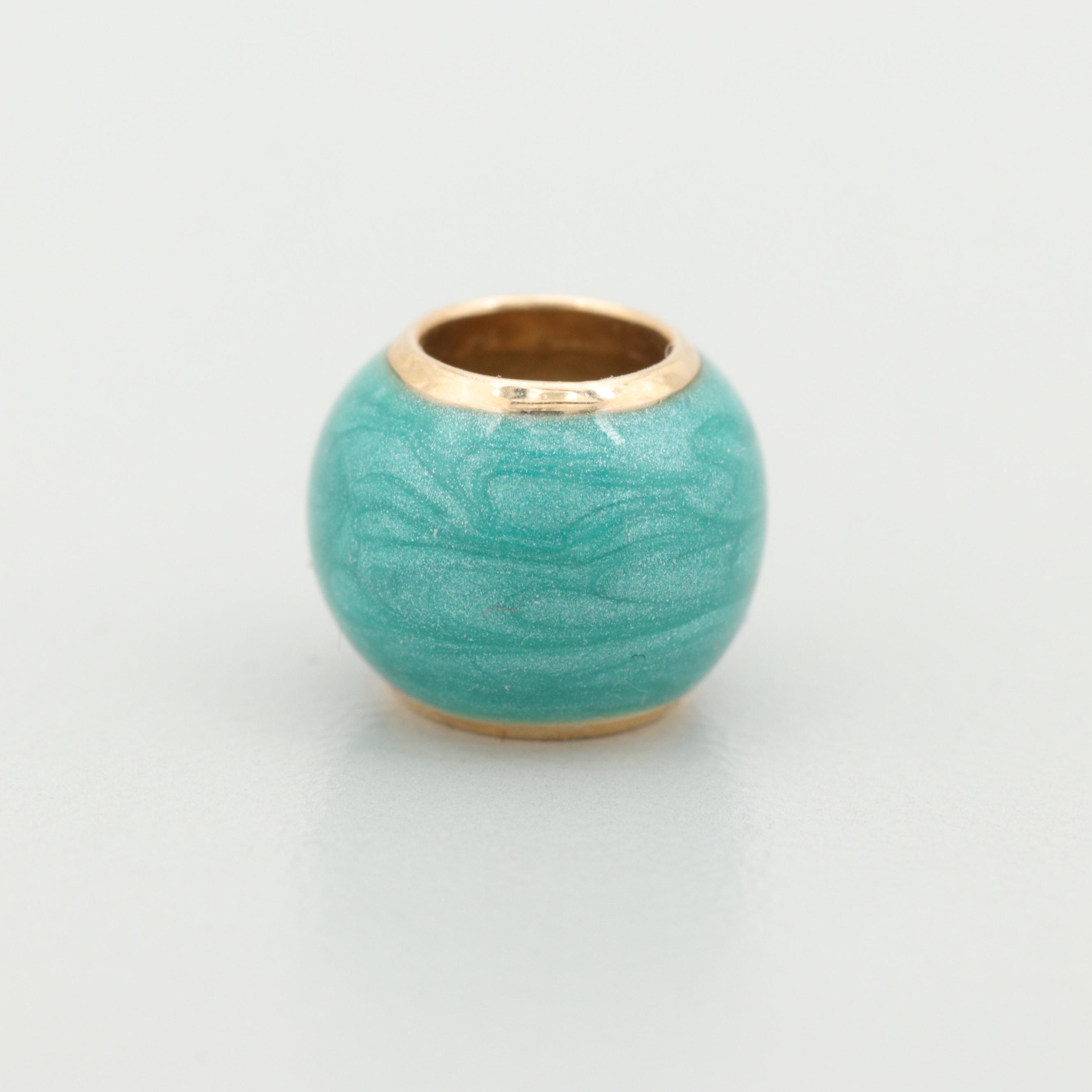 Gold Tone Enamel Bead Charm