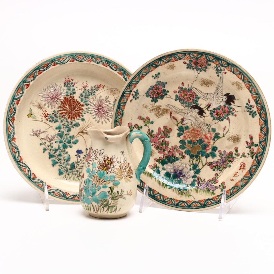 Japanese Moriage Decorated Earthenware Tableware, Circa 1920s - 1930s