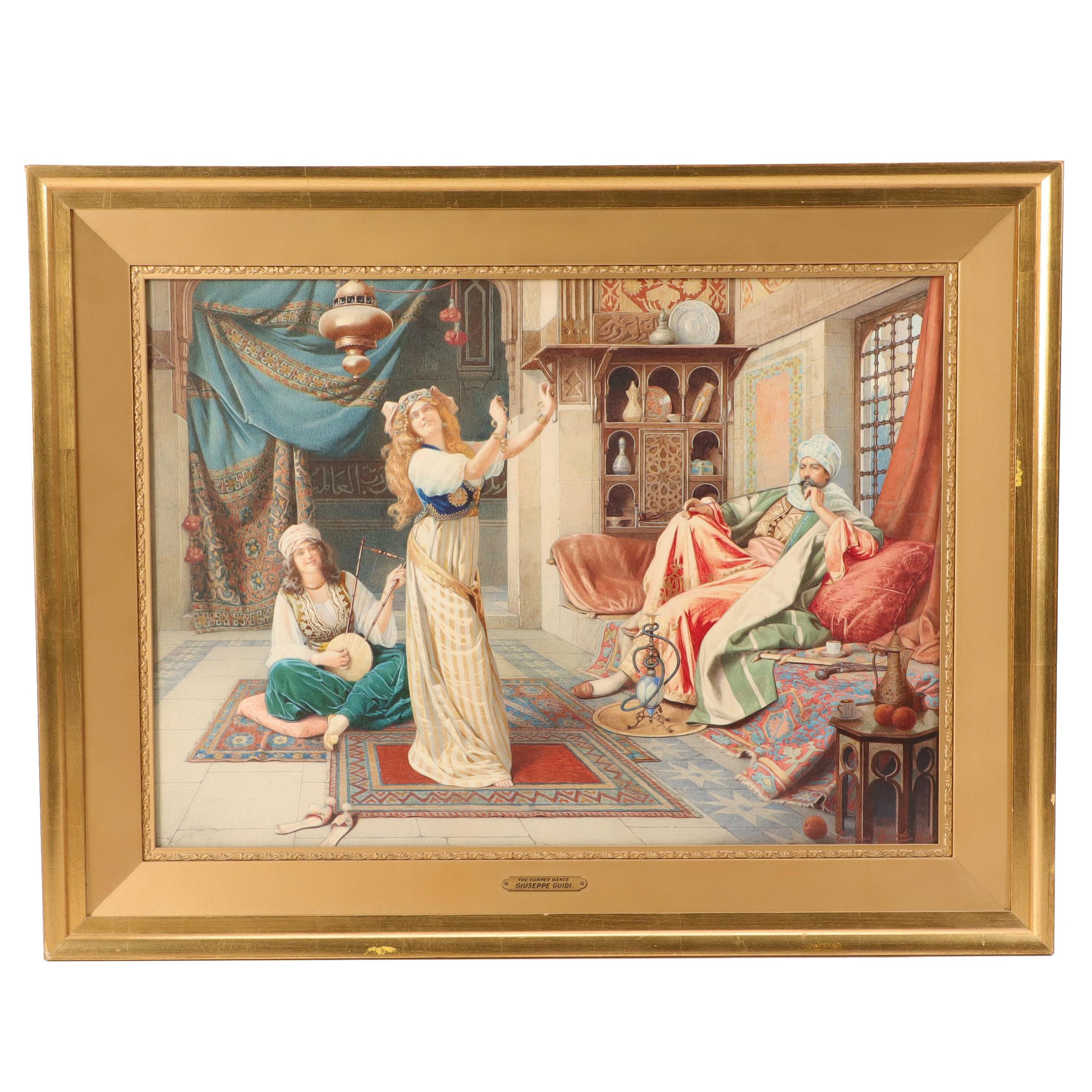 Giuseppe Guidi Orientalist Style Watercolor Painting