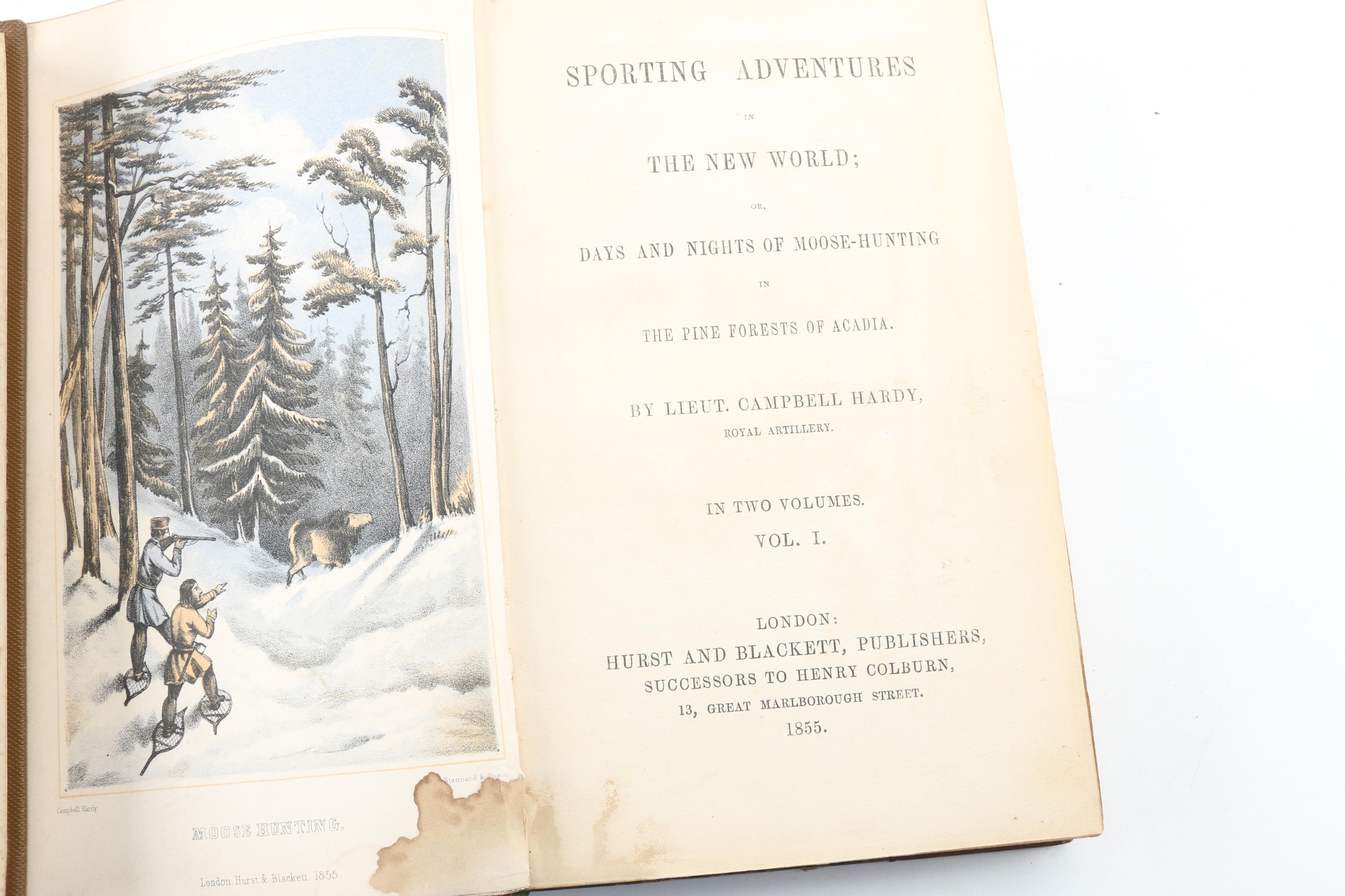 Antique Hunting Books including "Woods and Lakes of Maine"