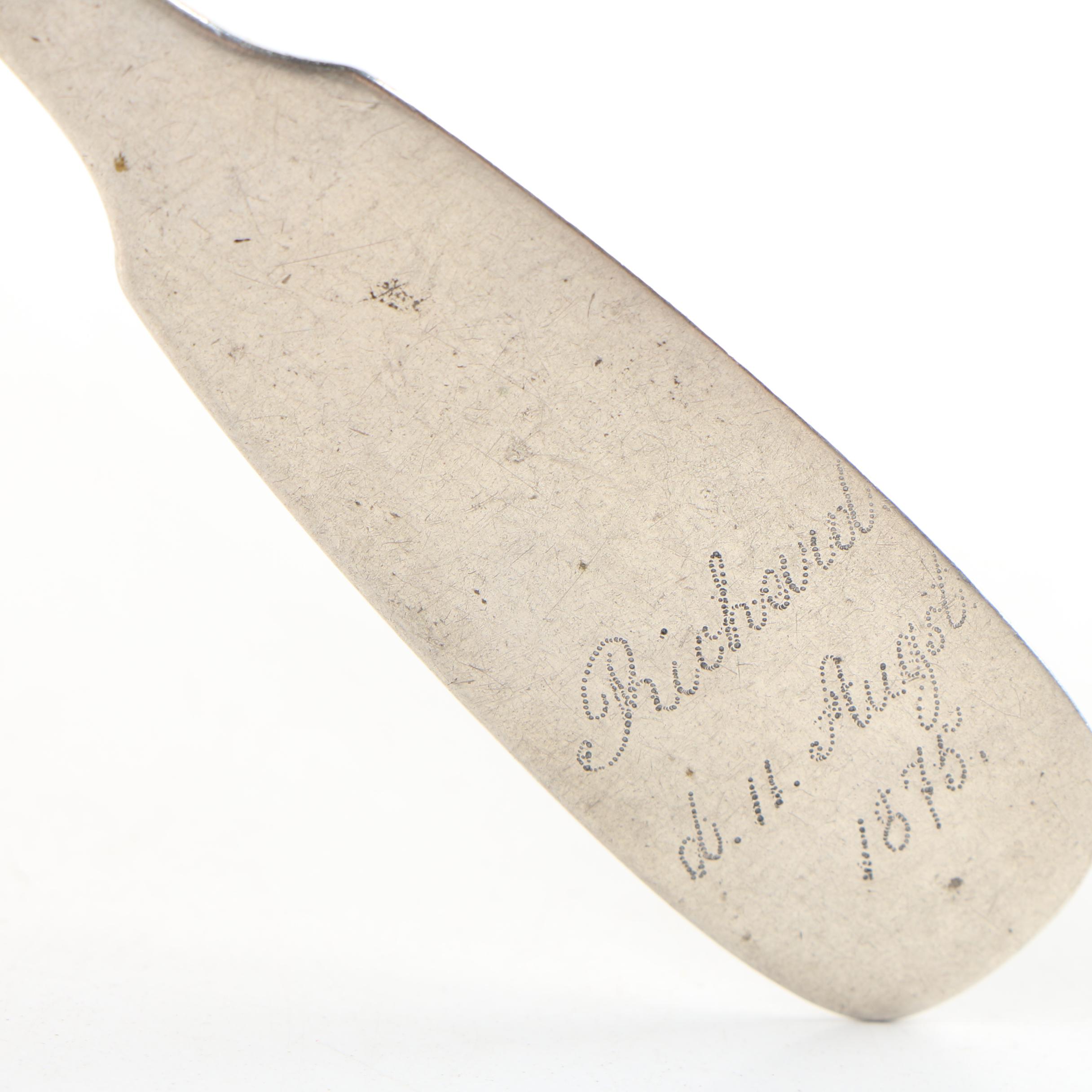 Carl Steyl German 750 Silver Fiddle Handle Spoon, Mid-19th Century