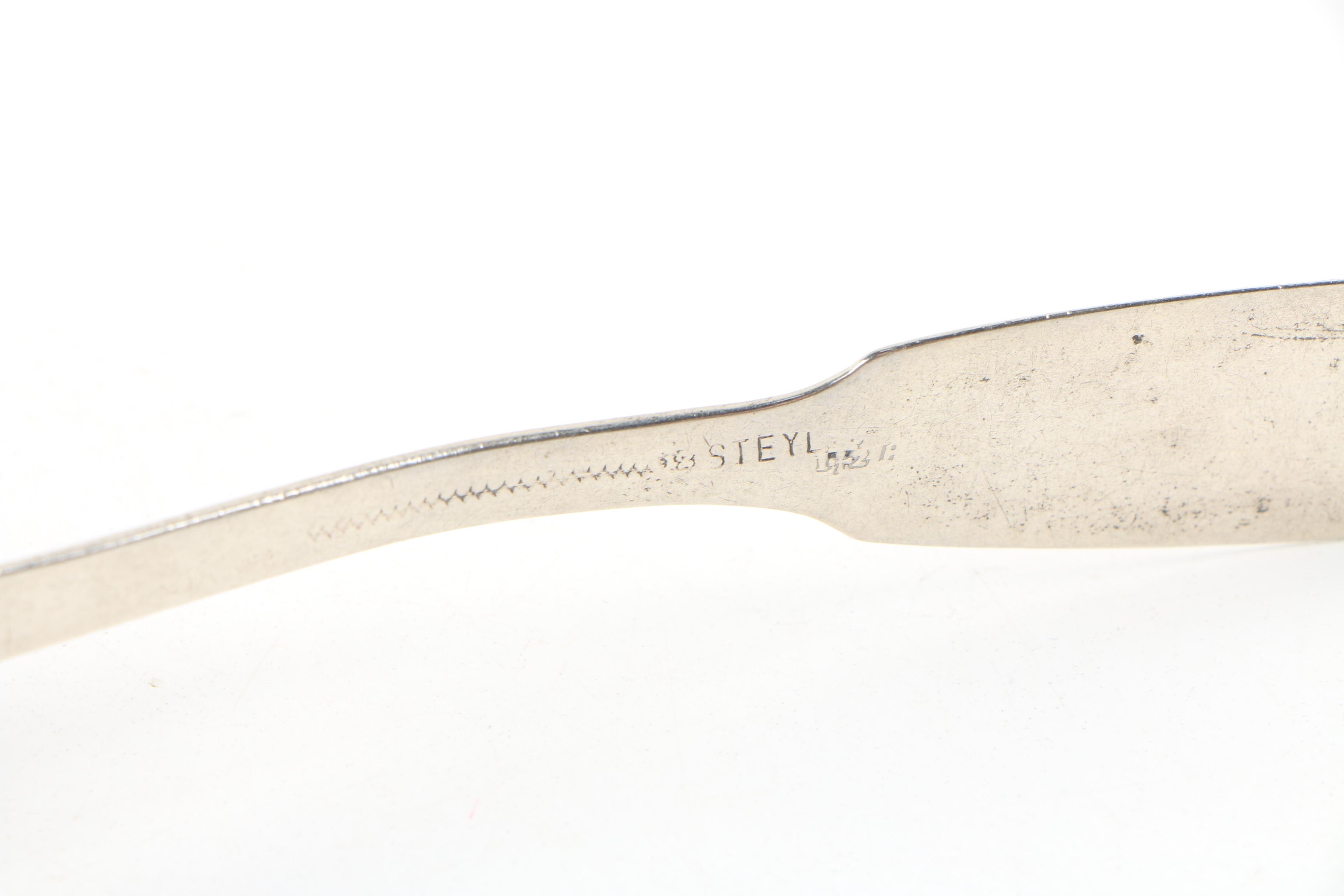 Carl Steyl German 750 Silver Fiddle Handle Spoon, Mid-19th Century