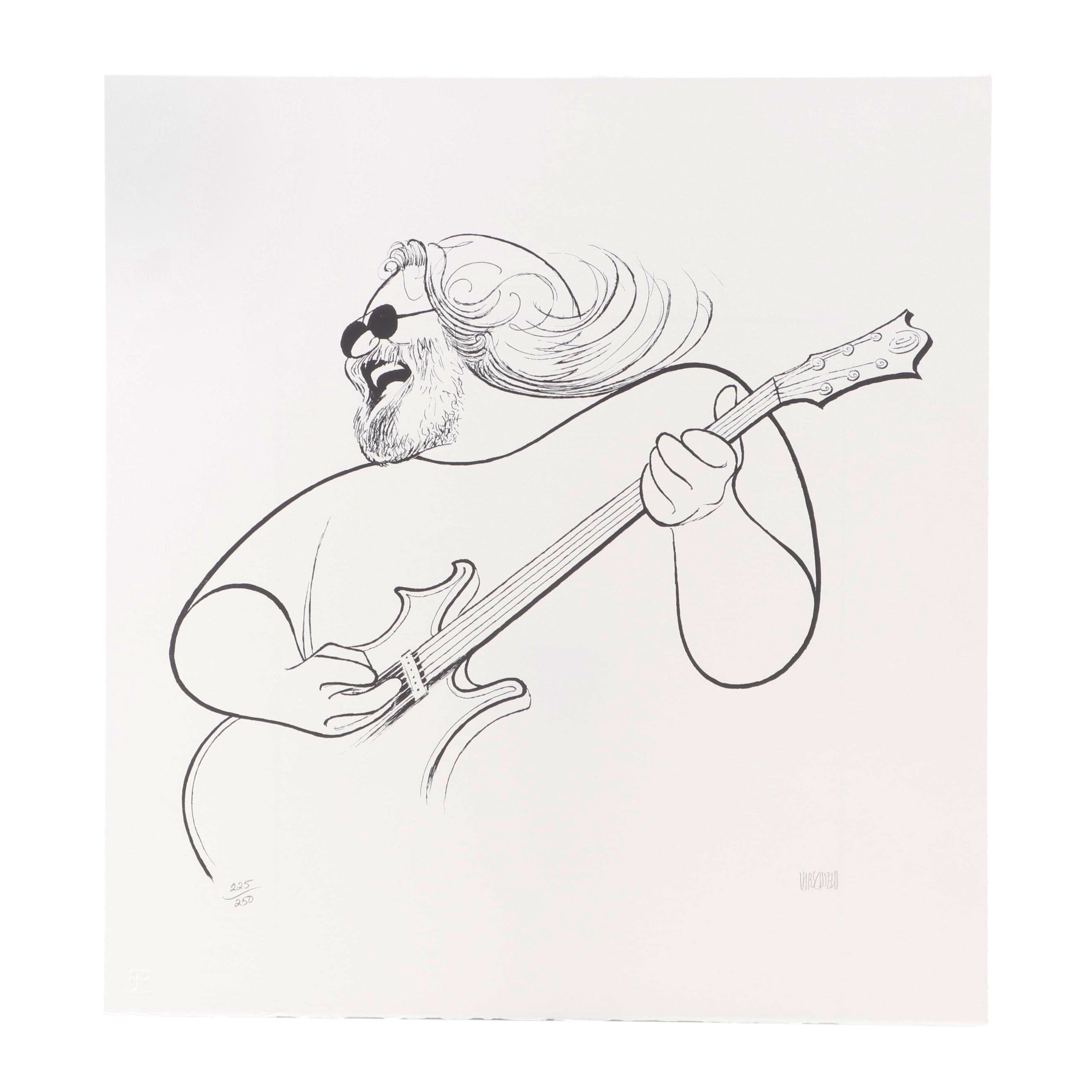 Al Hirschfeld Caricature Lithograph of Jerry Garcia