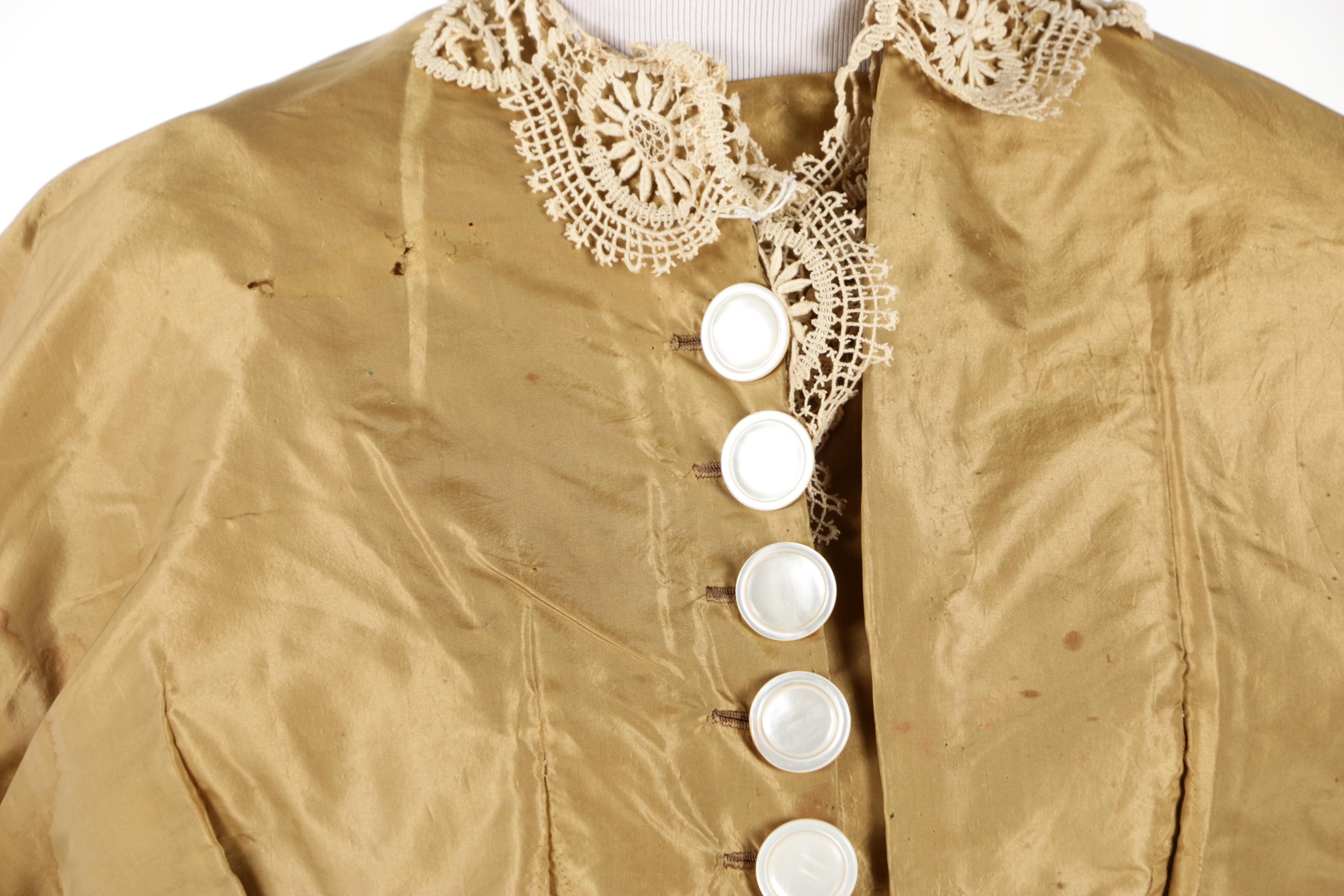 Reconstruction Era Taffeta Dress Set with Two Bodices, 1860s to 1870s