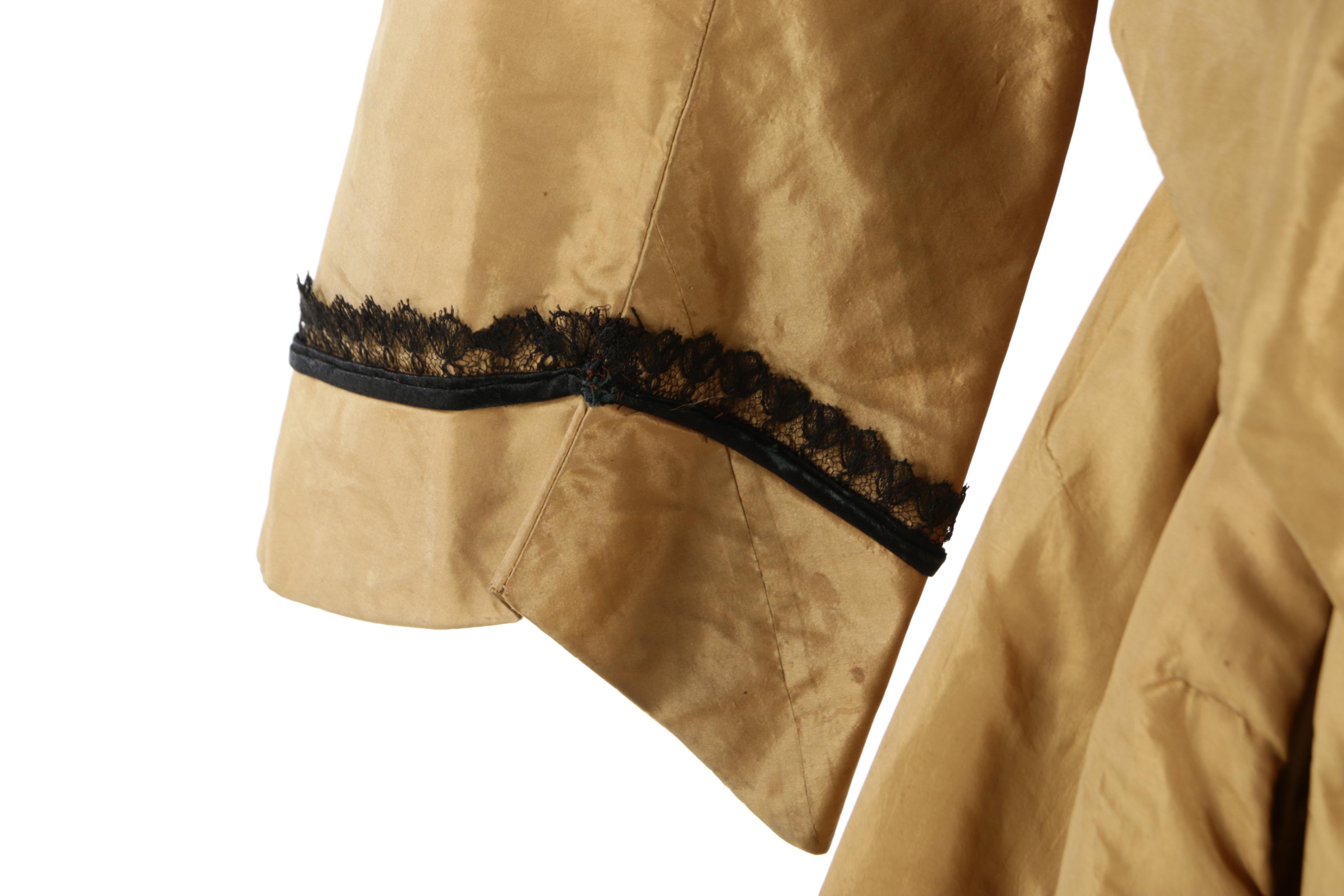 Reconstruction Era Taffeta Dress Set with Two Bodices, 1860s to 1870s