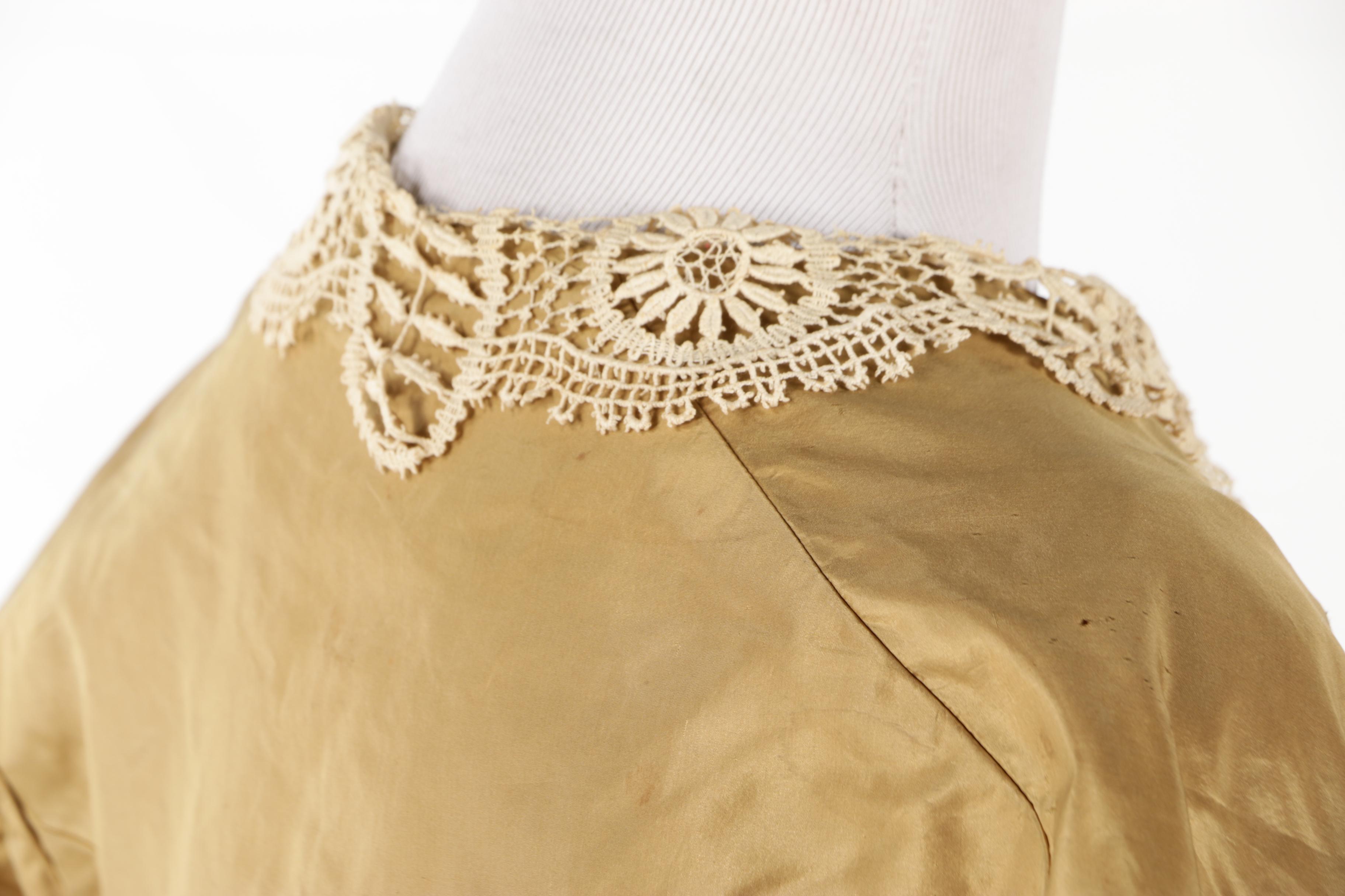 Reconstruction Era Taffeta Dress Set with Two Bodices, 1860s to 1870s