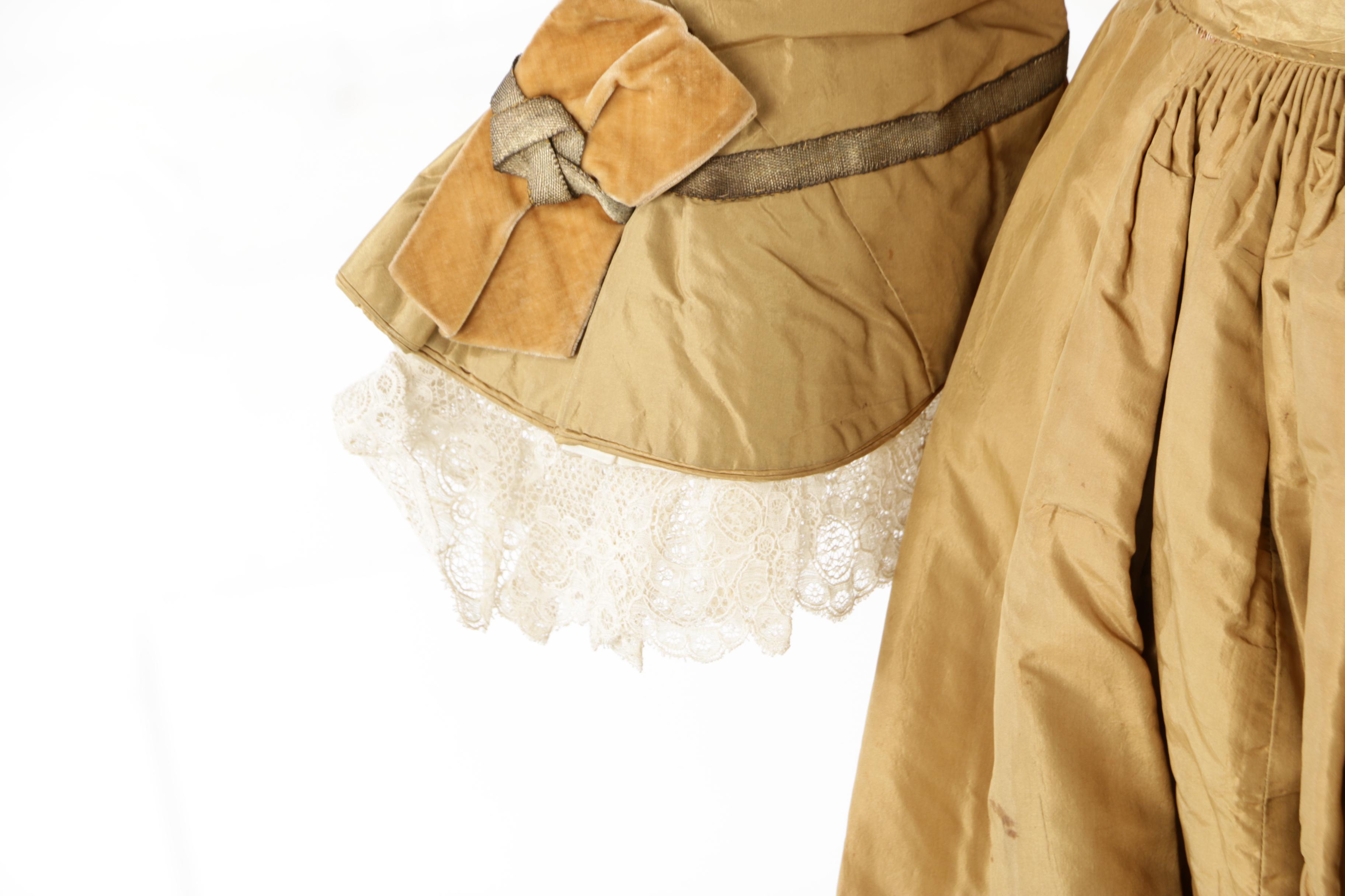 Reconstruction Era Taffeta Dress Set with Two Bodices, 1860s to 1870s