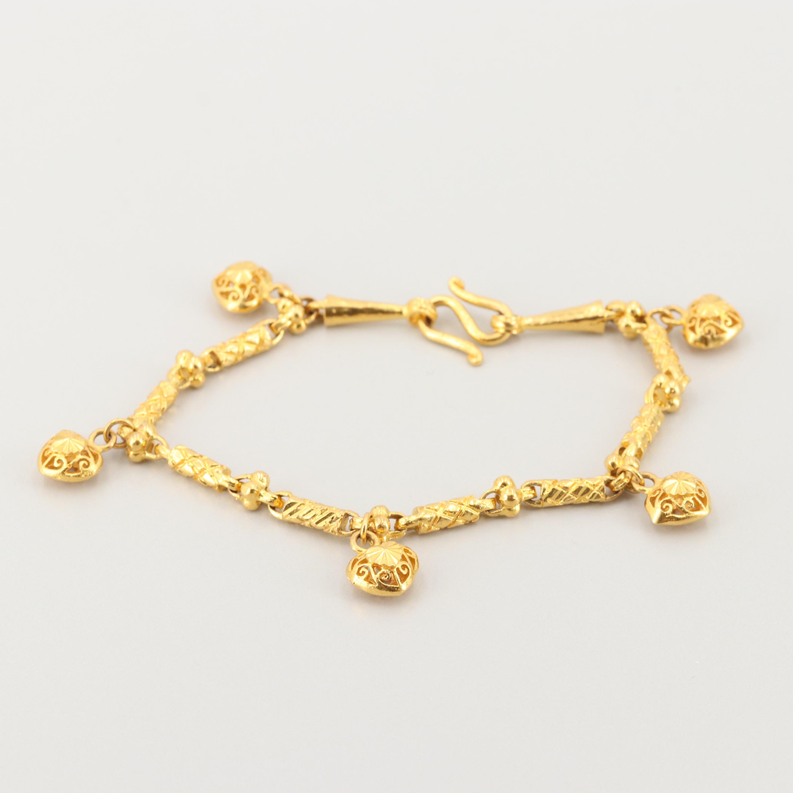 Open Work Design Heart Charm Bracelet