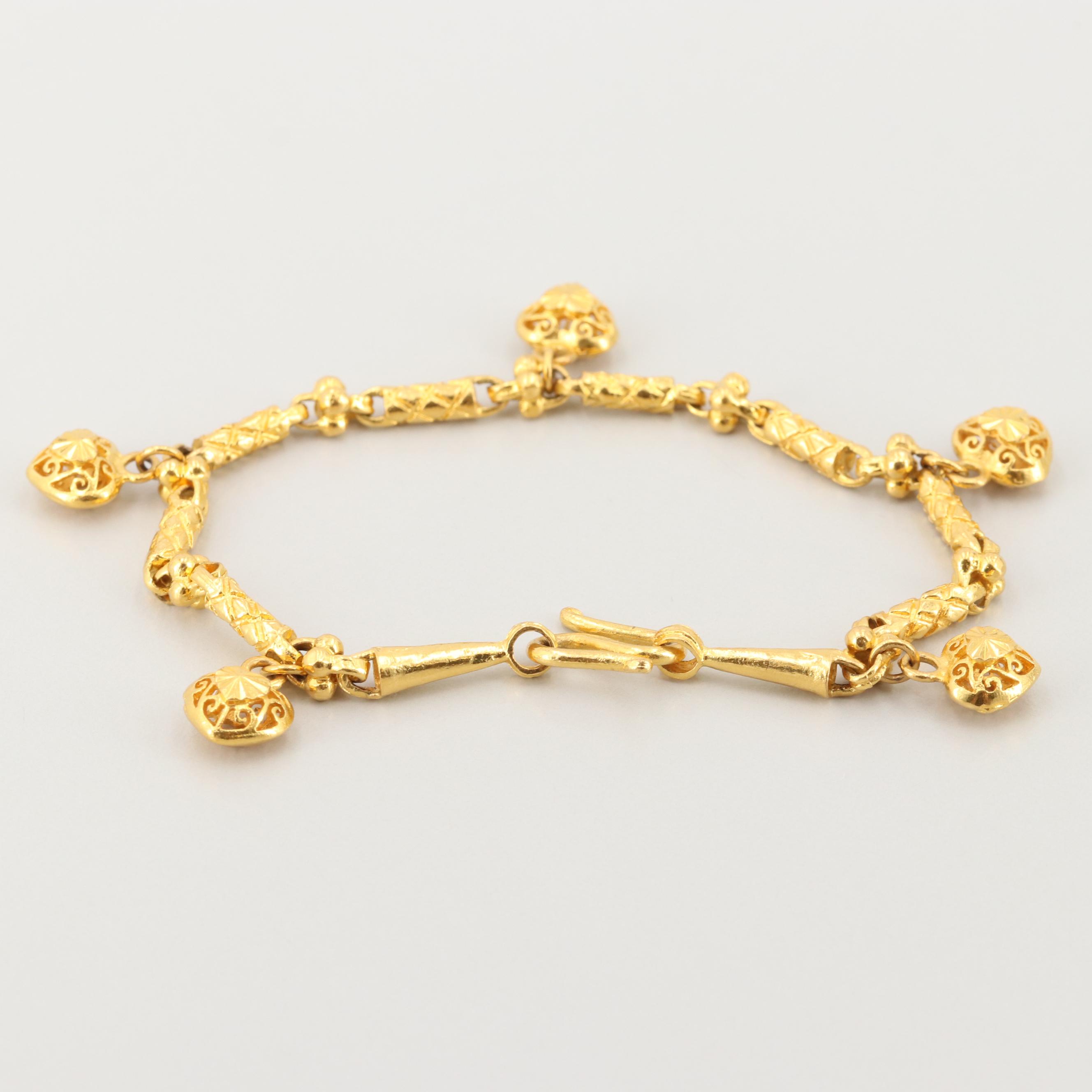 Open Work Design Heart Charm Bracelet