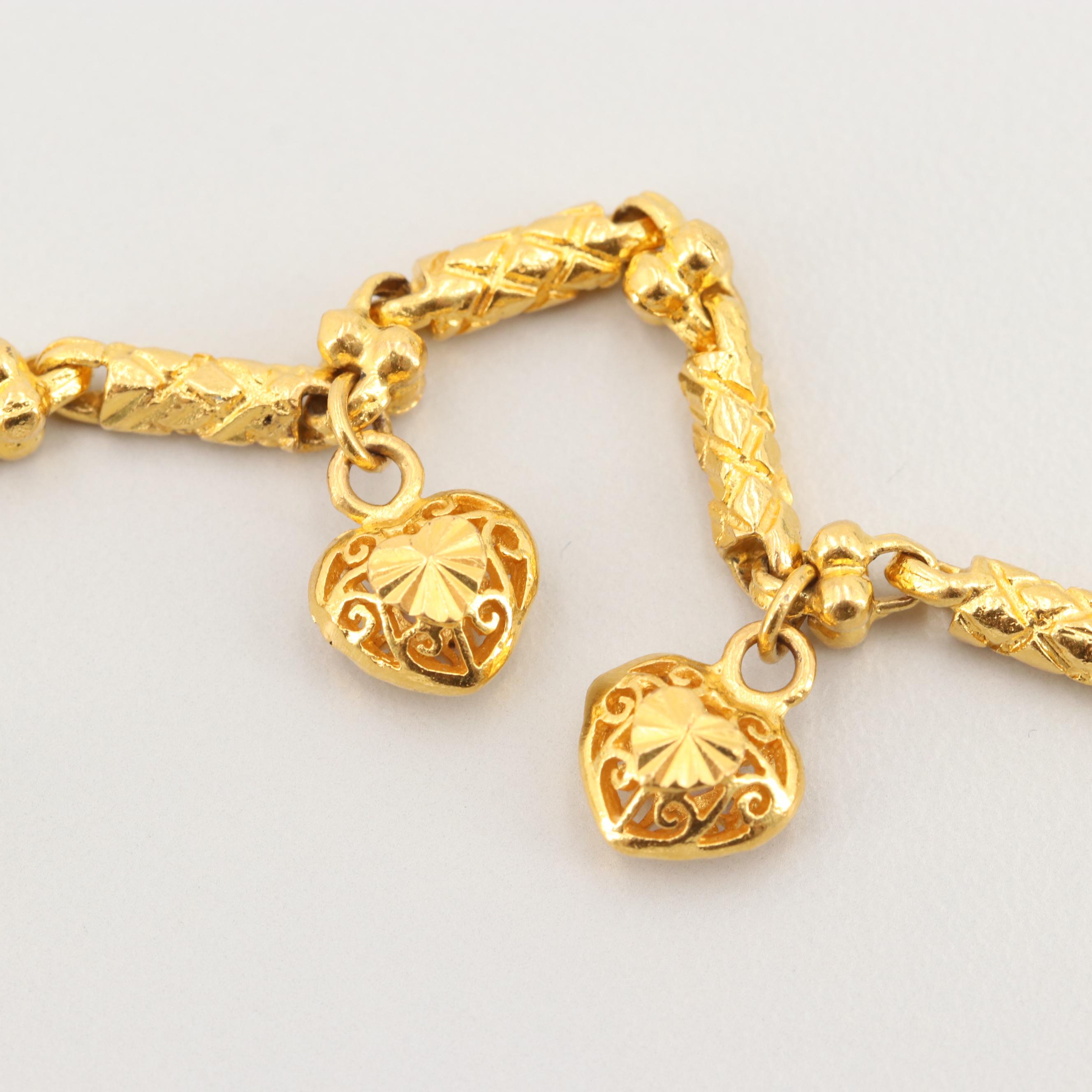 Open Work Design Heart Charm Bracelet