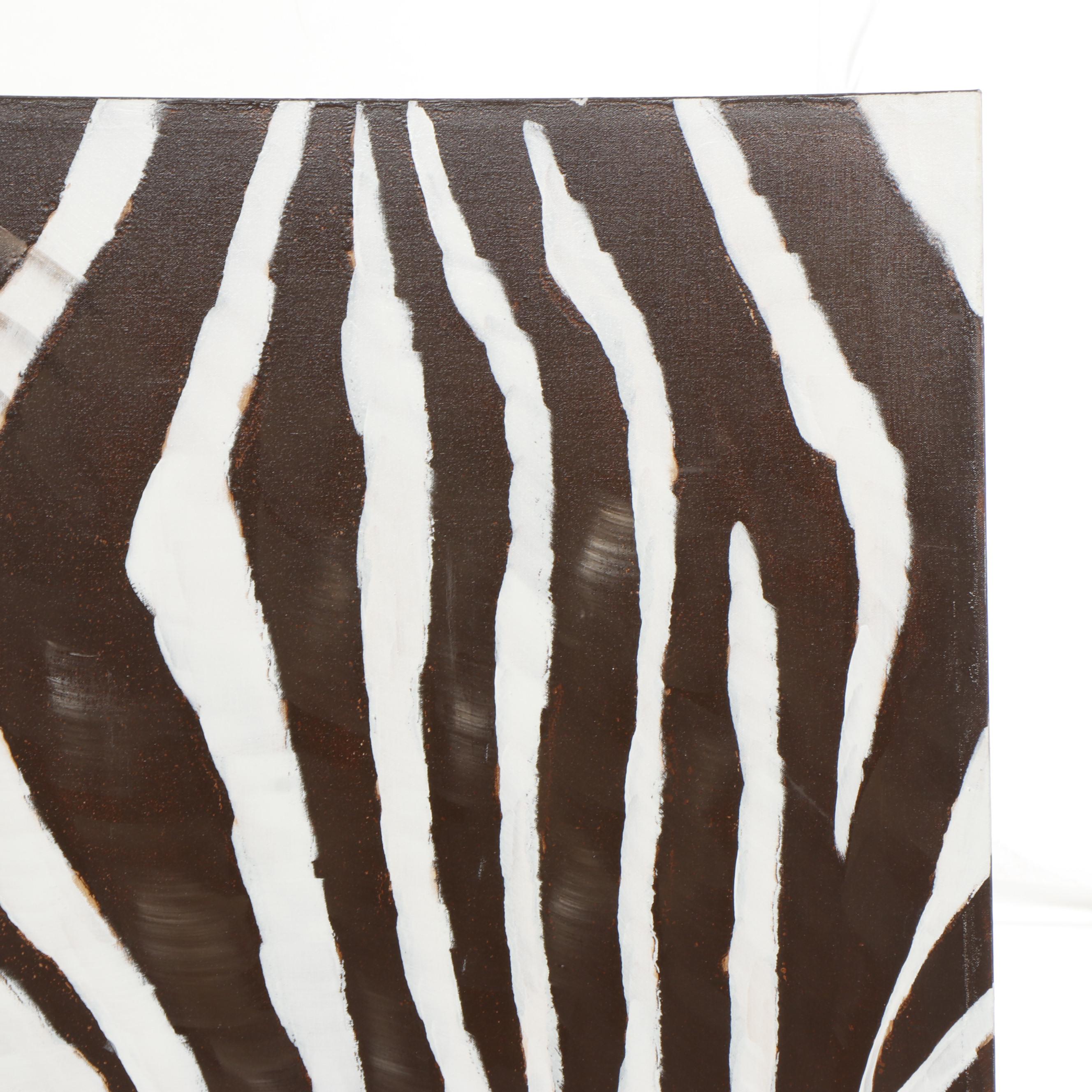 R. Atkins Large Scale Zebra Oil Painting