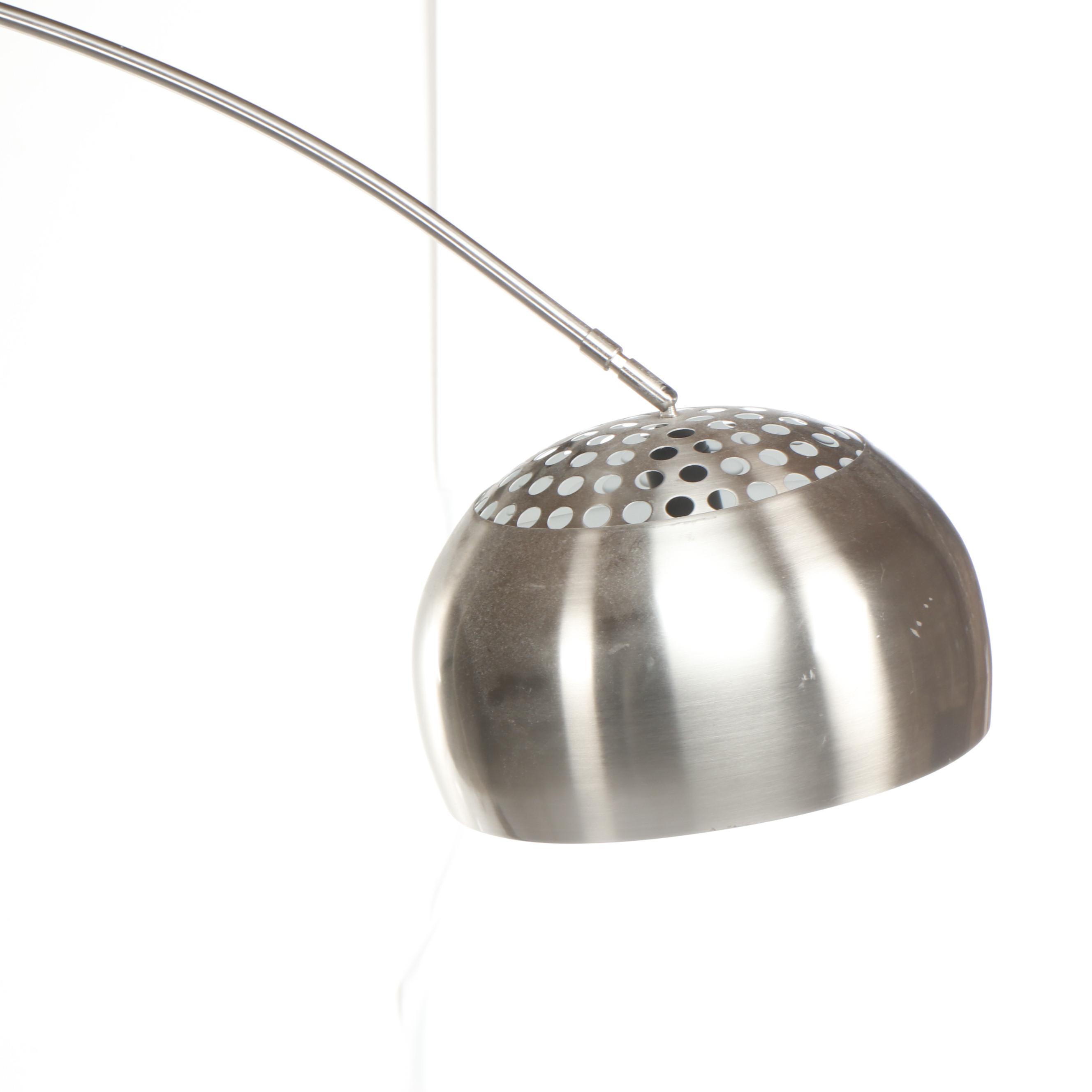 Reproduction Arco Stainless Steel Arc Floor Lamp with Stone Base