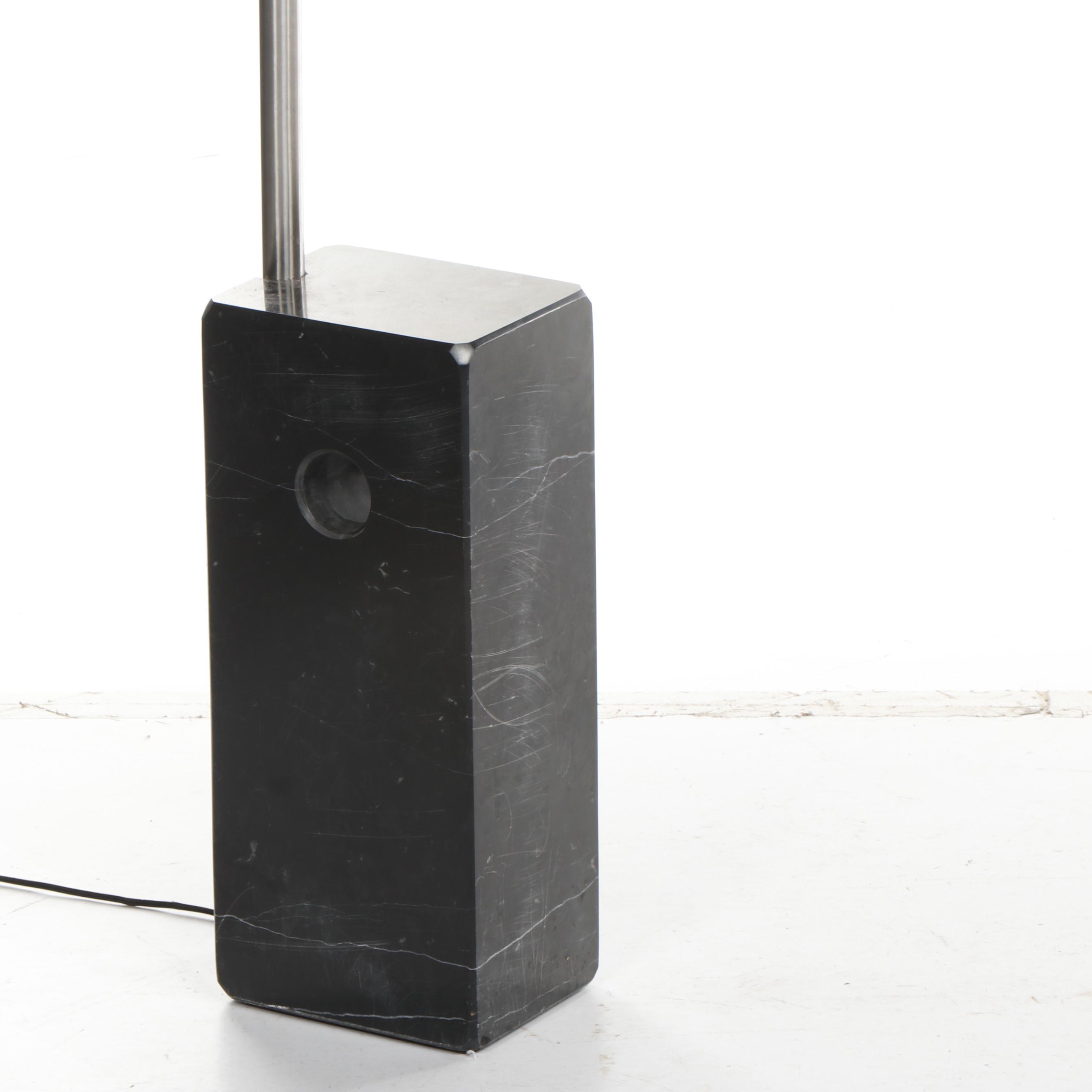 Reproduction Arco Stainless Steel Arc Floor Lamp with Stone Base