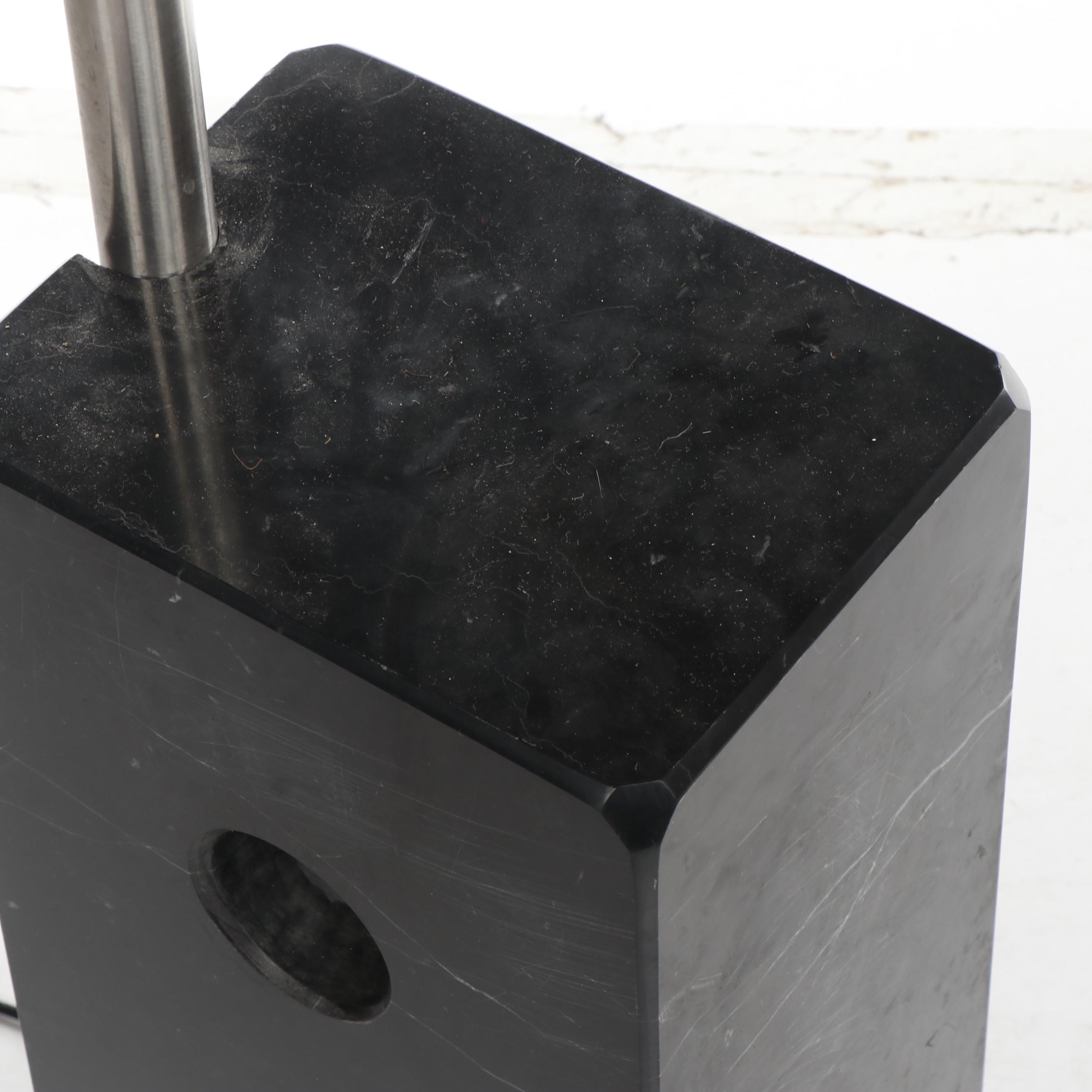 Reproduction Arco Stainless Steel Arc Floor Lamp with Stone Base