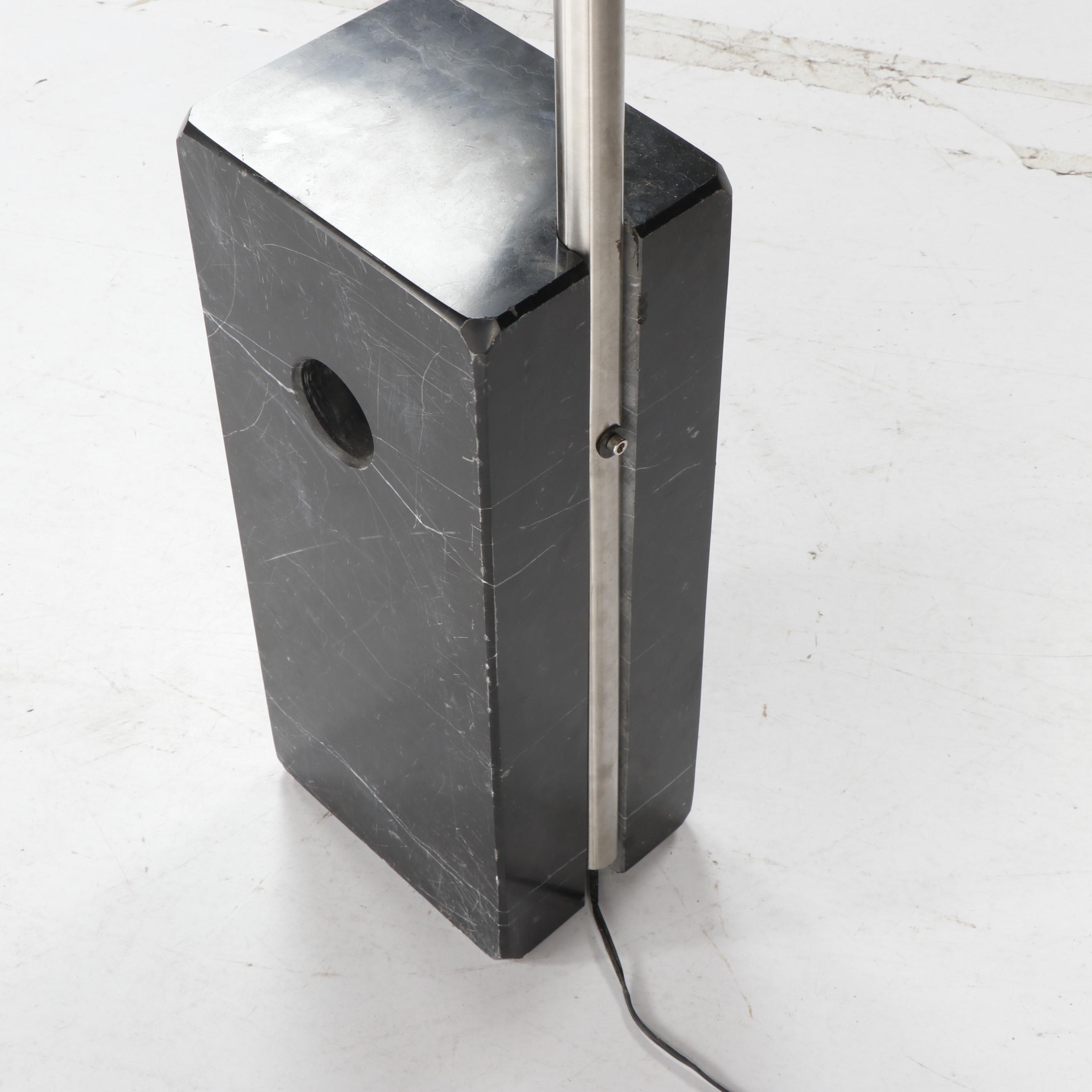 Reproduction Arco Stainless Steel Arc Floor Lamp with Stone Base