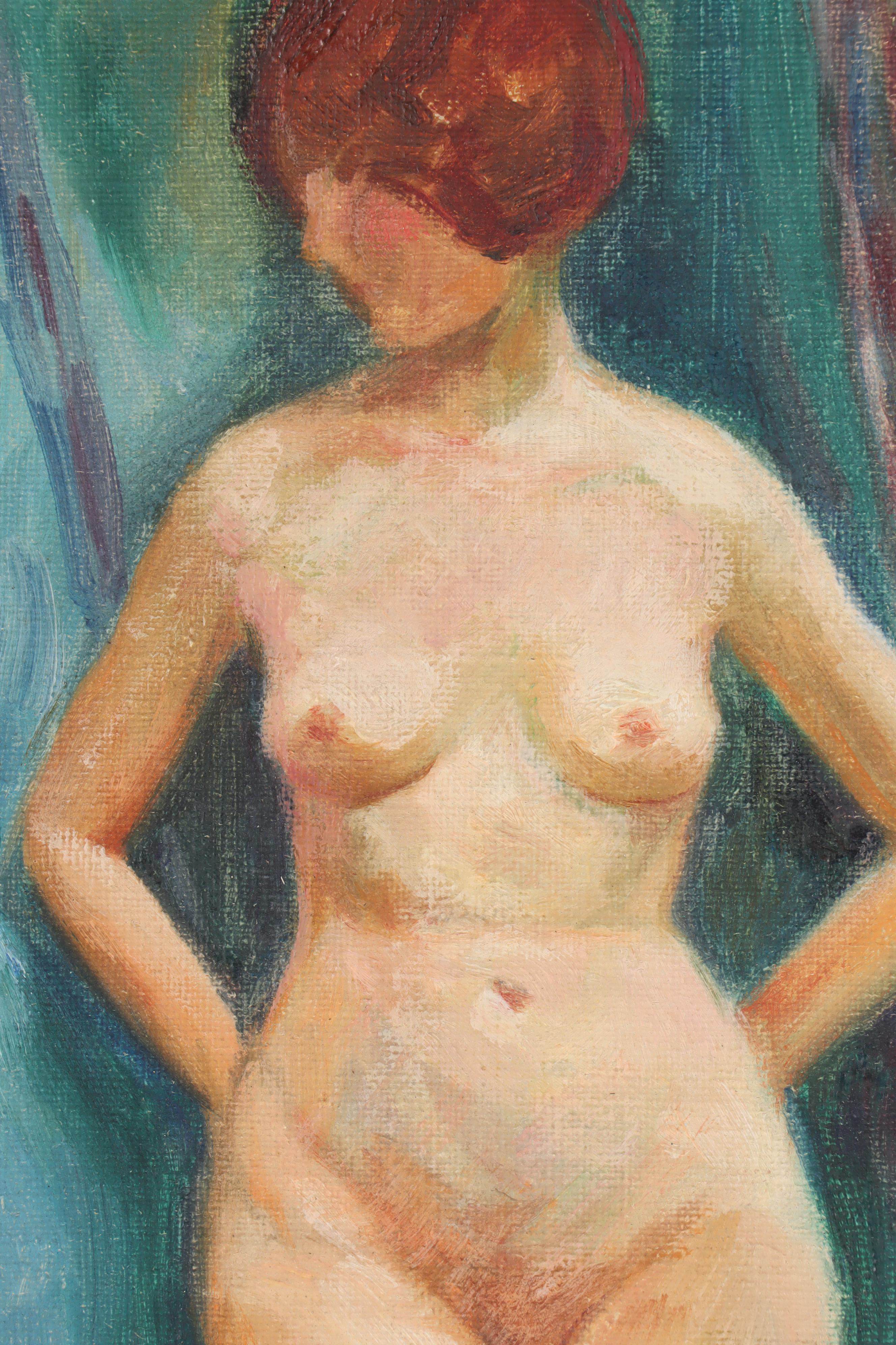 Nude Figure Study Oil Painting Attributed to Laurette Charlton