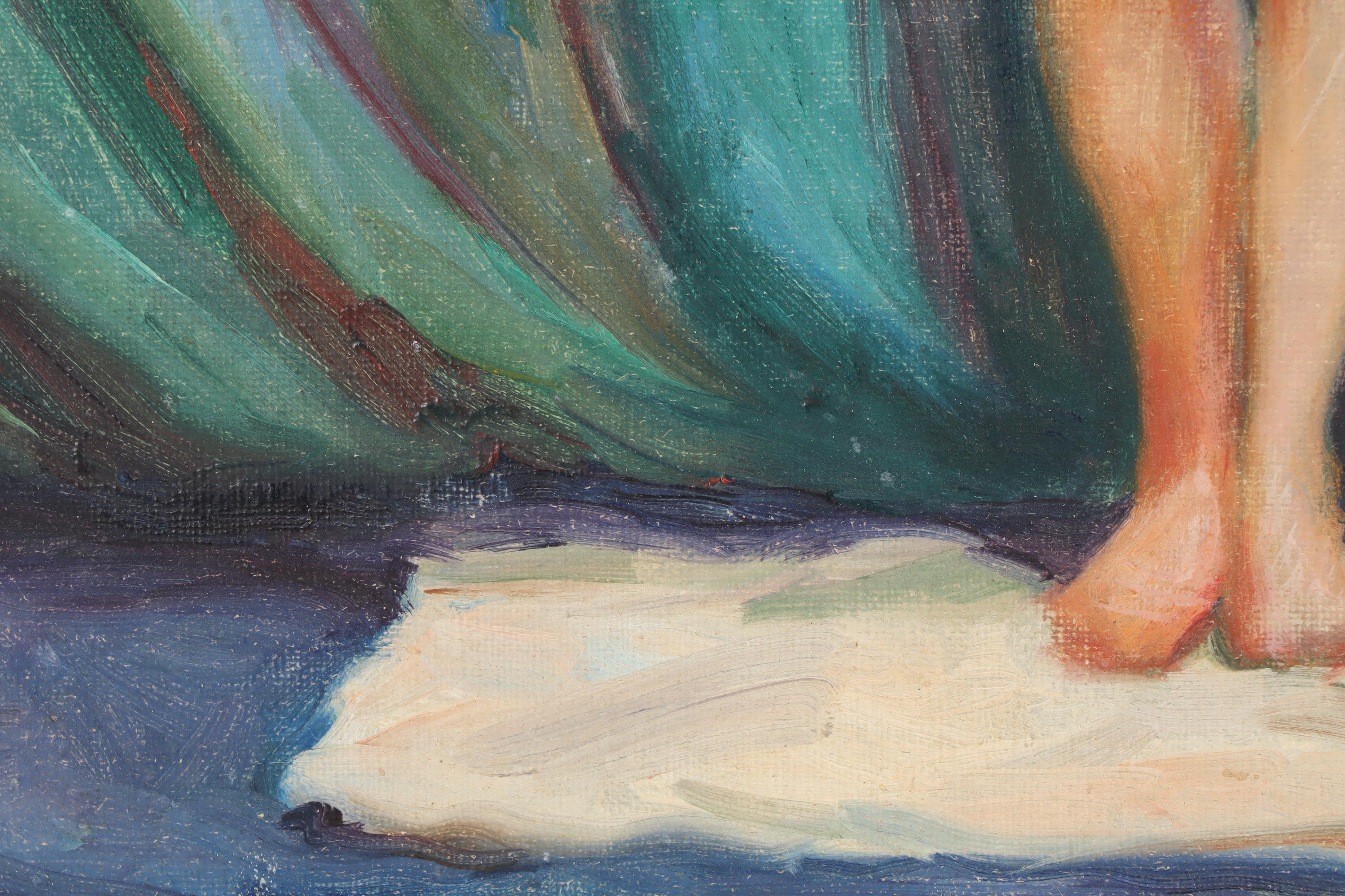 Nude Figure Study Oil Painting Attributed to Laurette Charlton