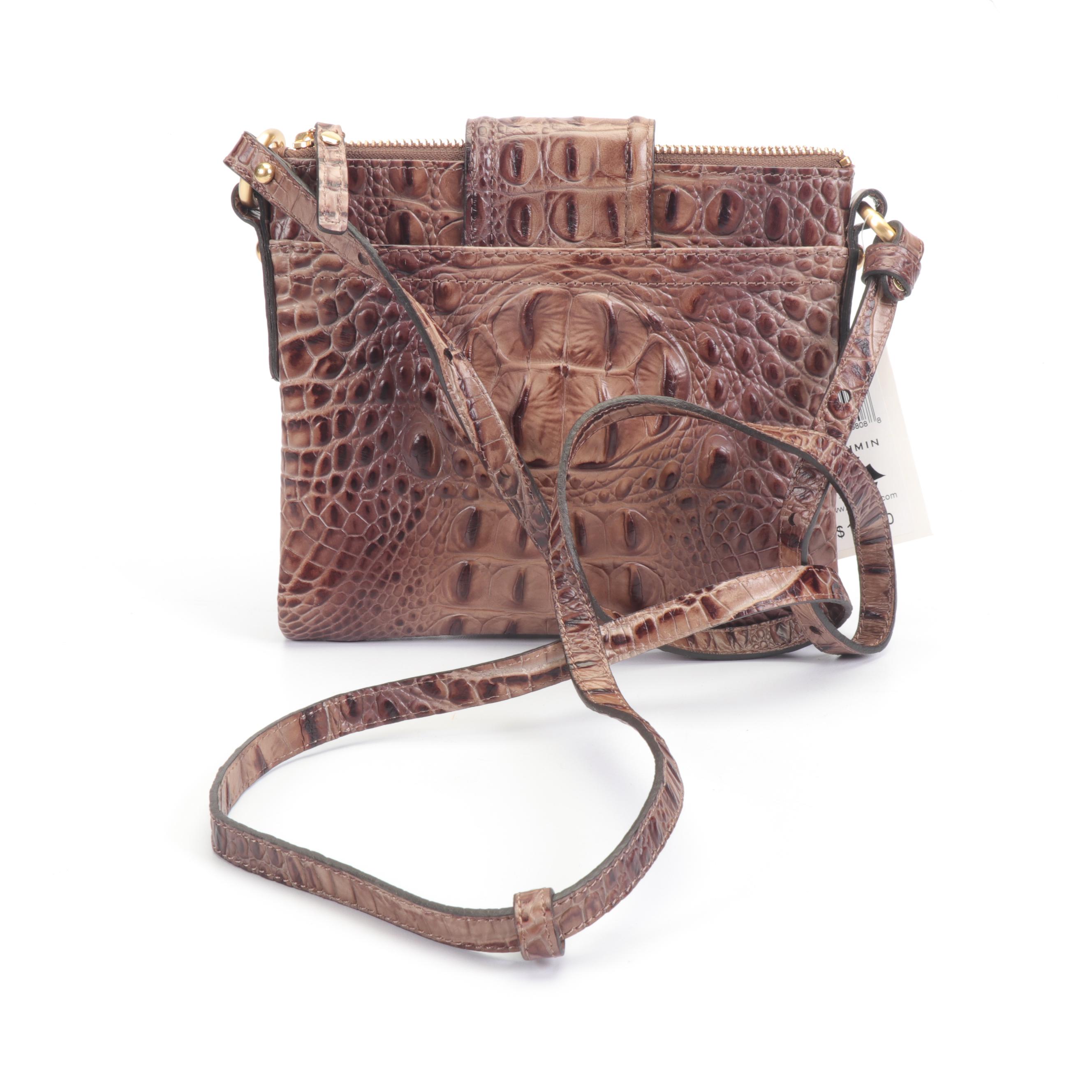 Brahmin Mojito Mocha Melbourne Croc Embossed Leather Crossbody Bag