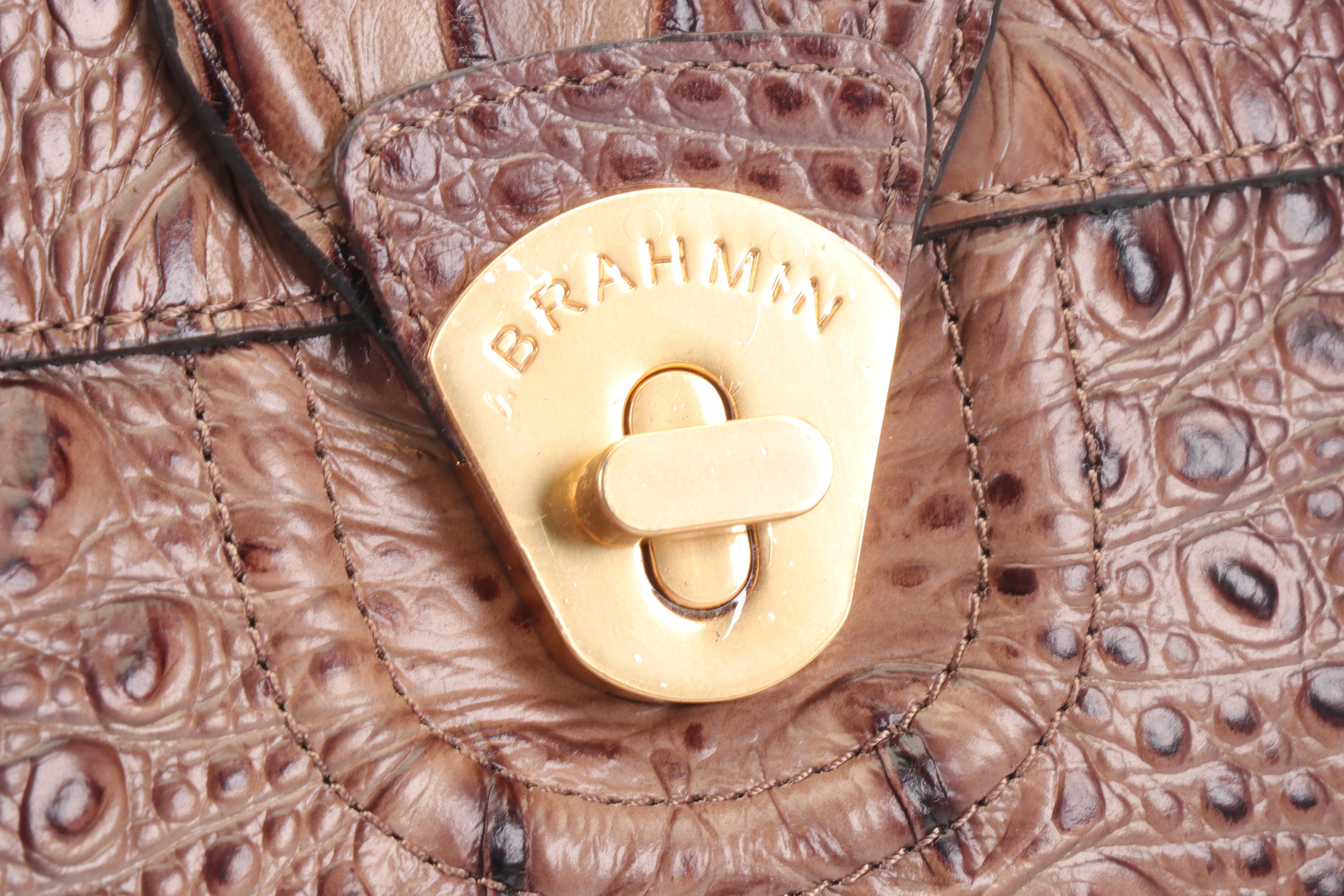 Brahmin Mojito Mocha Melbourne Croc Embossed Leather Crossbody Bag