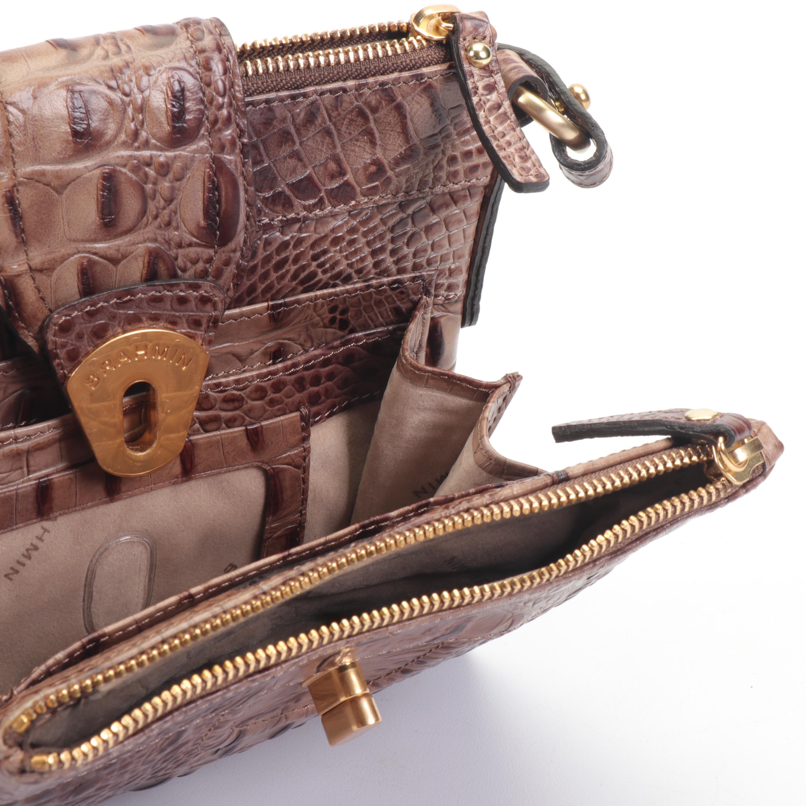 Brahmin Mojito Mocha Melbourne Croc Embossed Leather Crossbody Bag