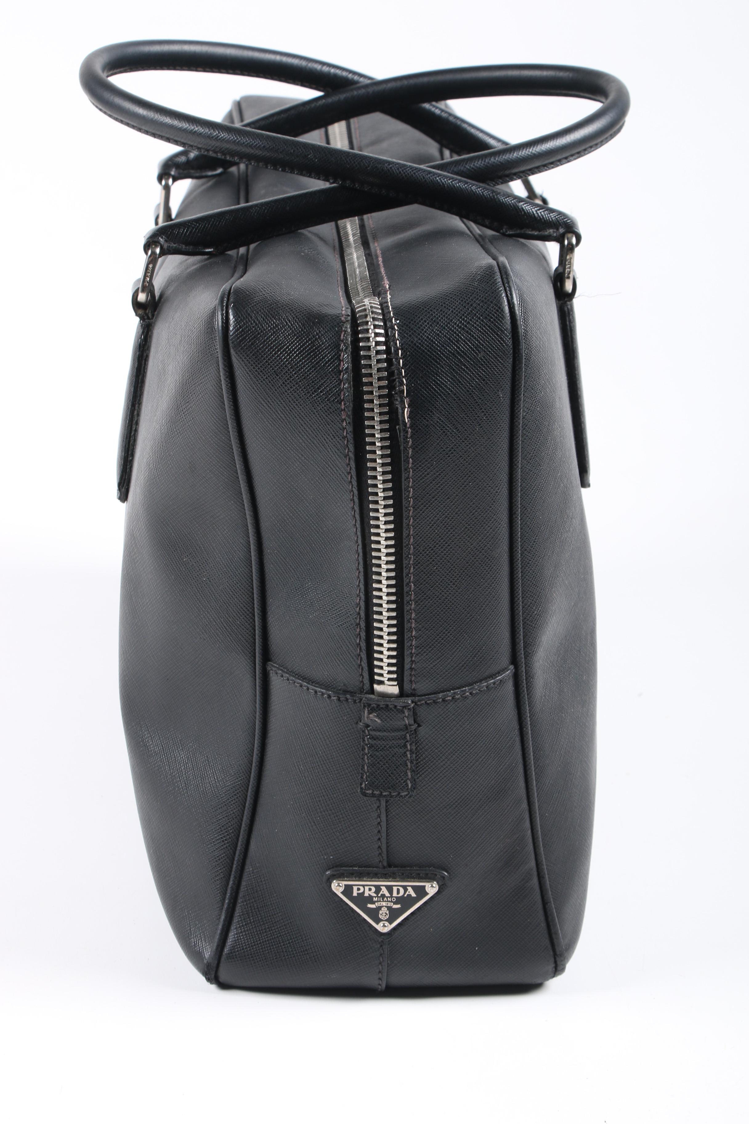 Prada Doctor's Bag in Black Saffiano Leather