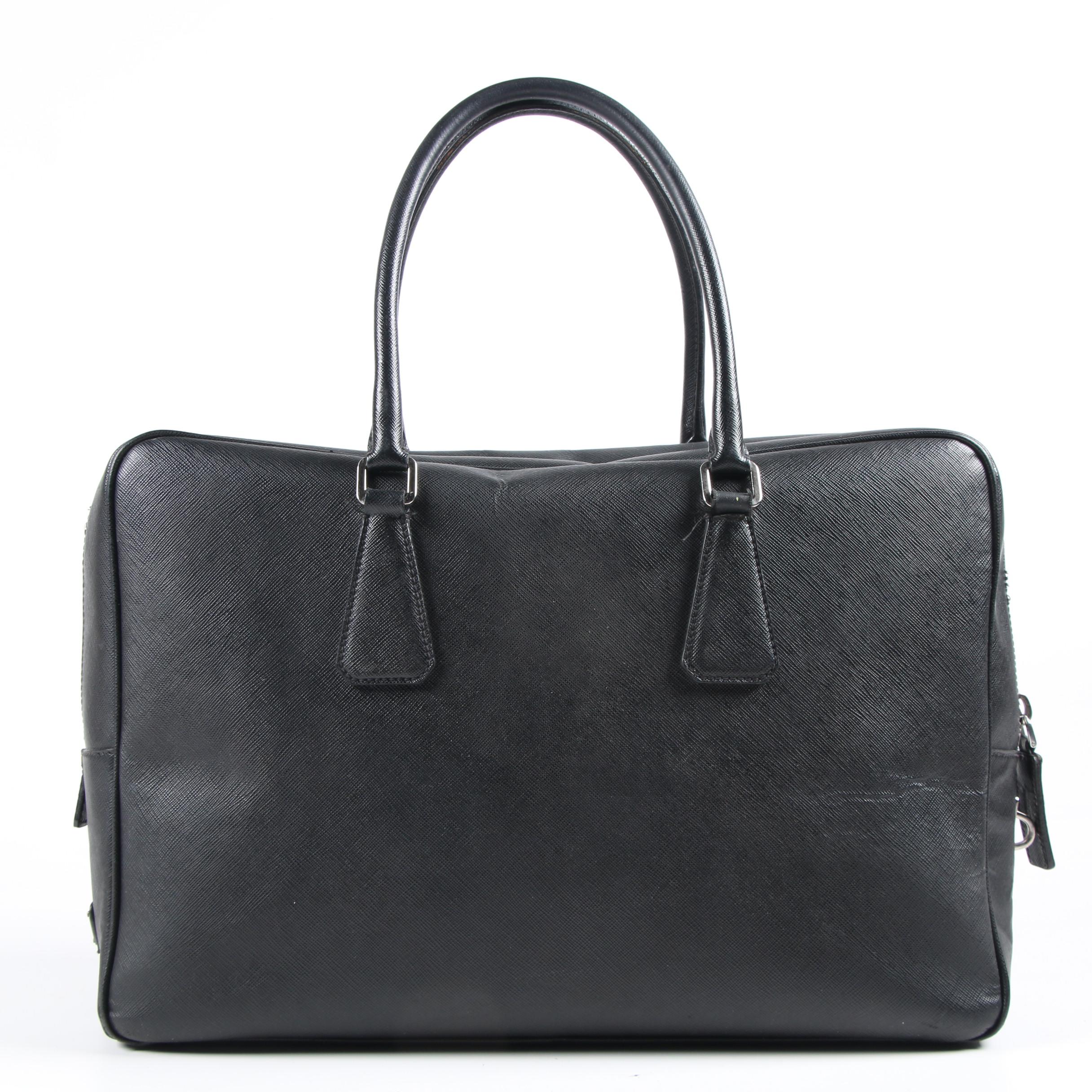 Prada Doctor's Bag in Black Saffiano Leather