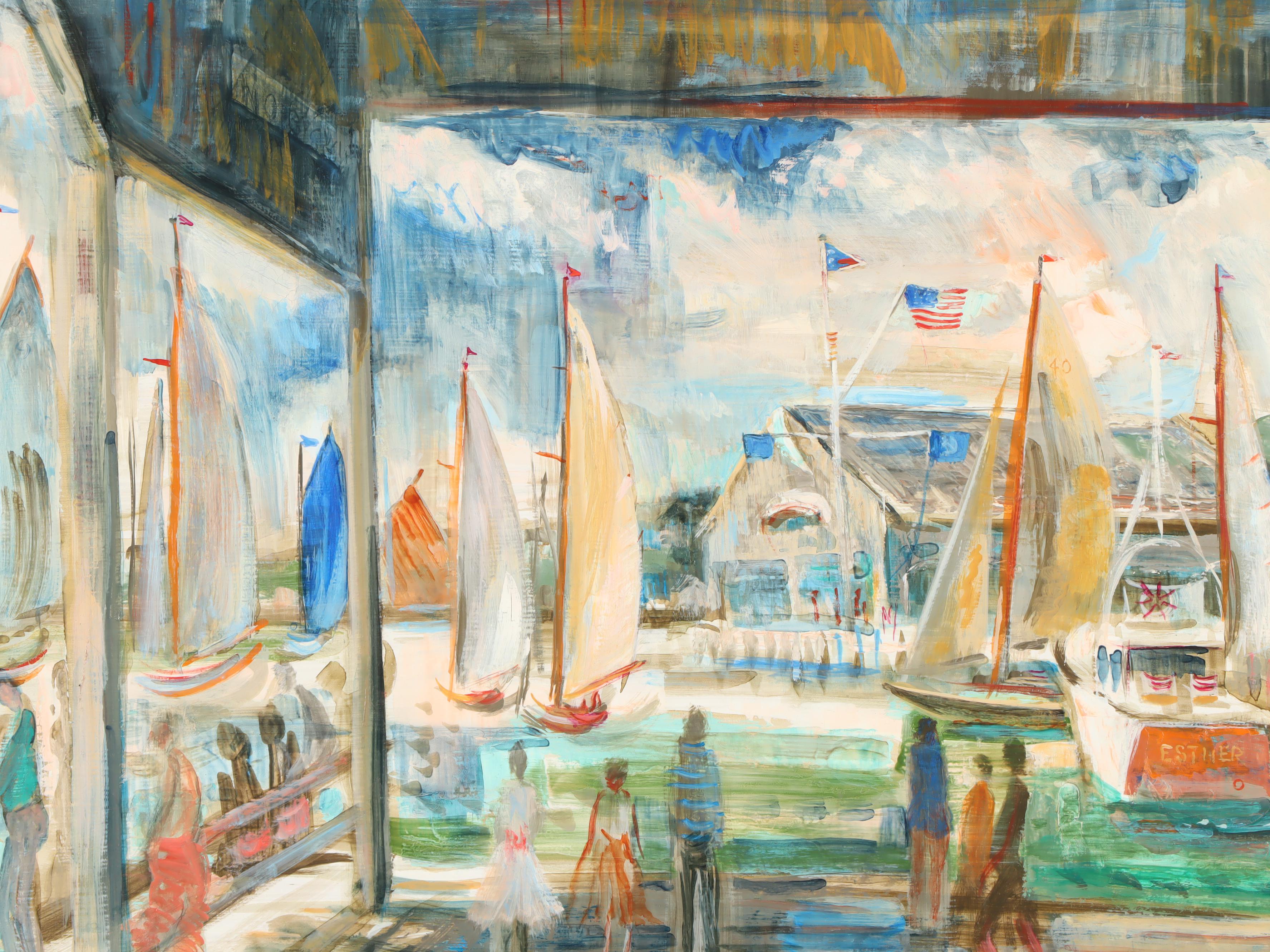 David Merkel Landis Harbor Scene Oil Painting