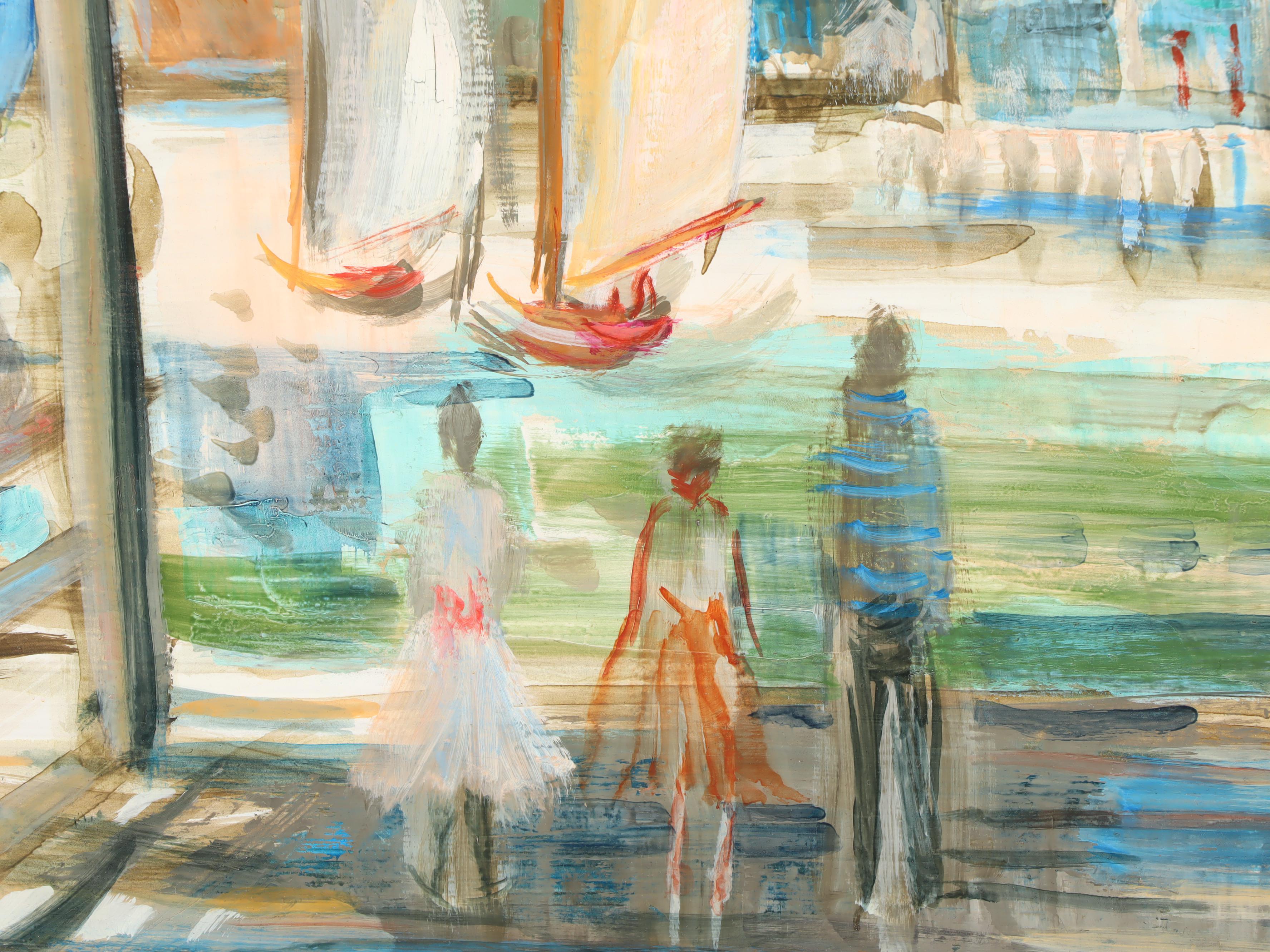 David Merkel Landis Harbor Scene Oil Painting