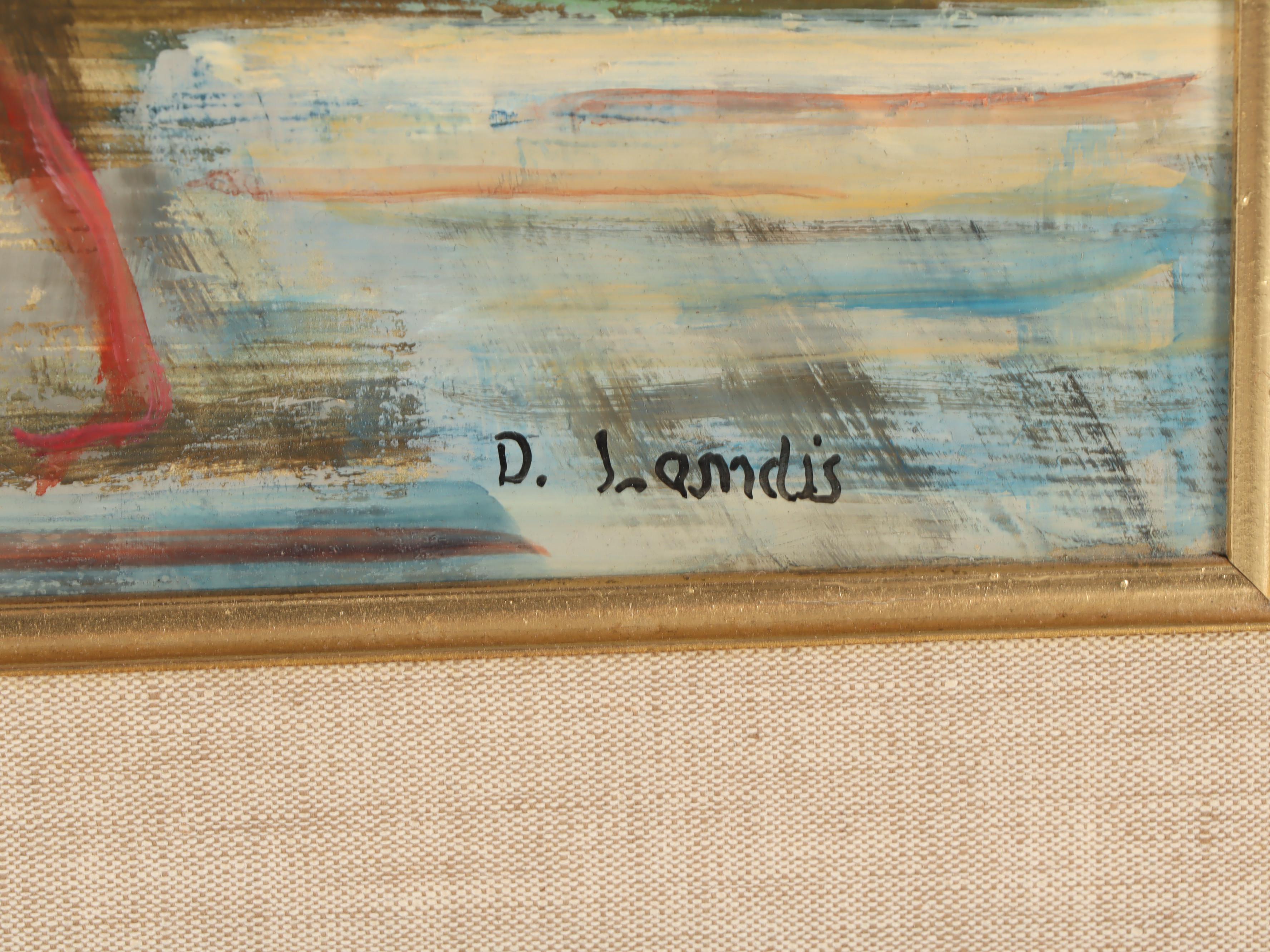 David Merkel Landis Harbor Scene Oil Painting