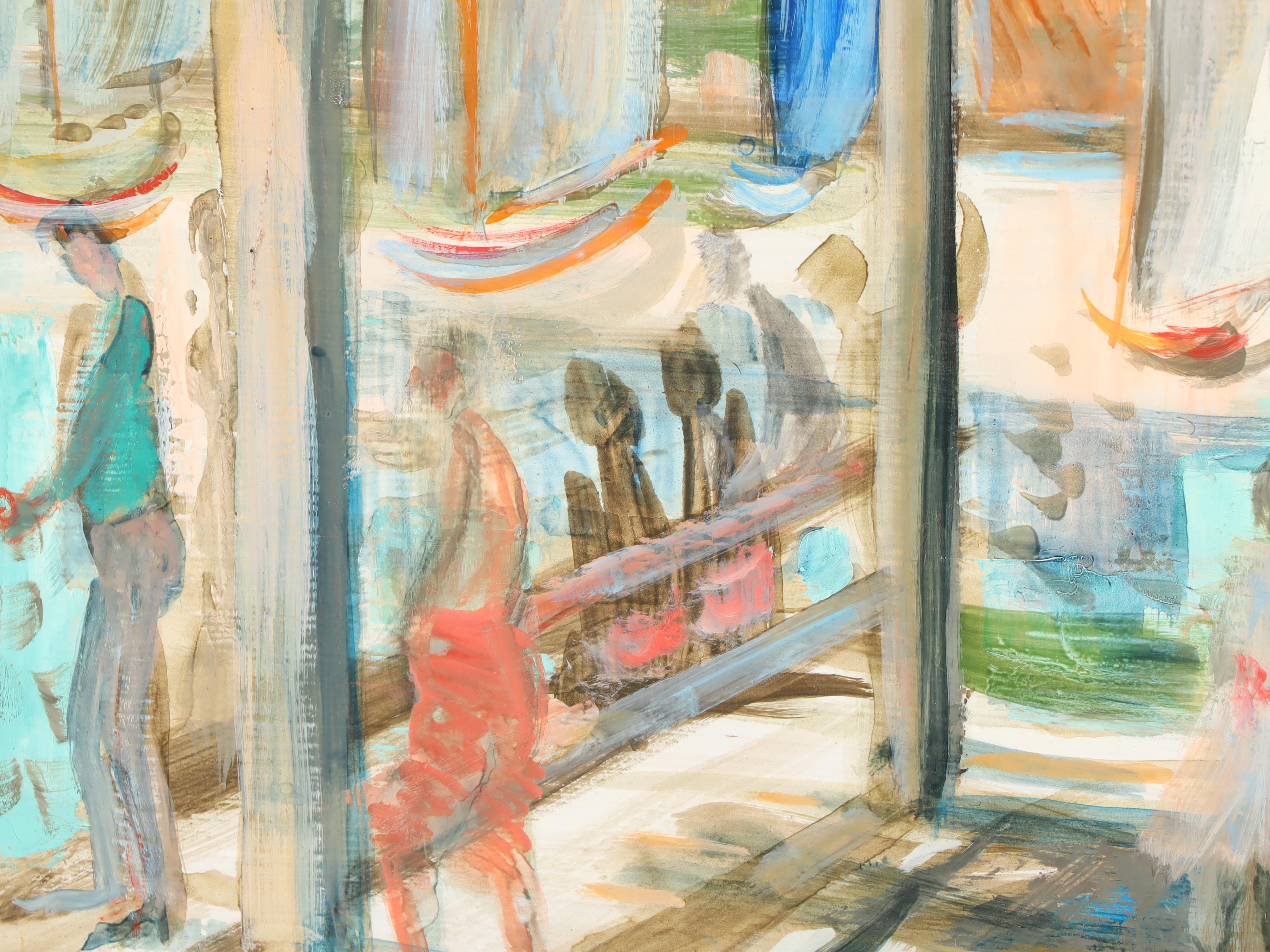 David Merkel Landis Harbor Scene Oil Painting