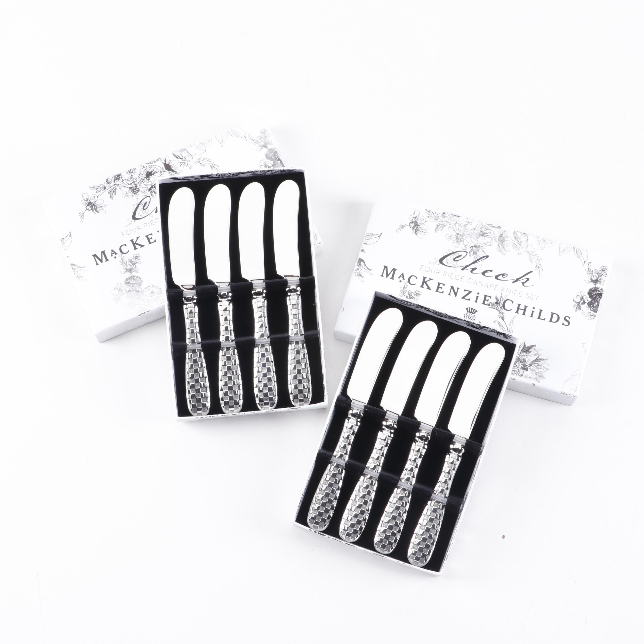 MacKenzie-Childs "Check" Stainless Steel Canape Knife Sets