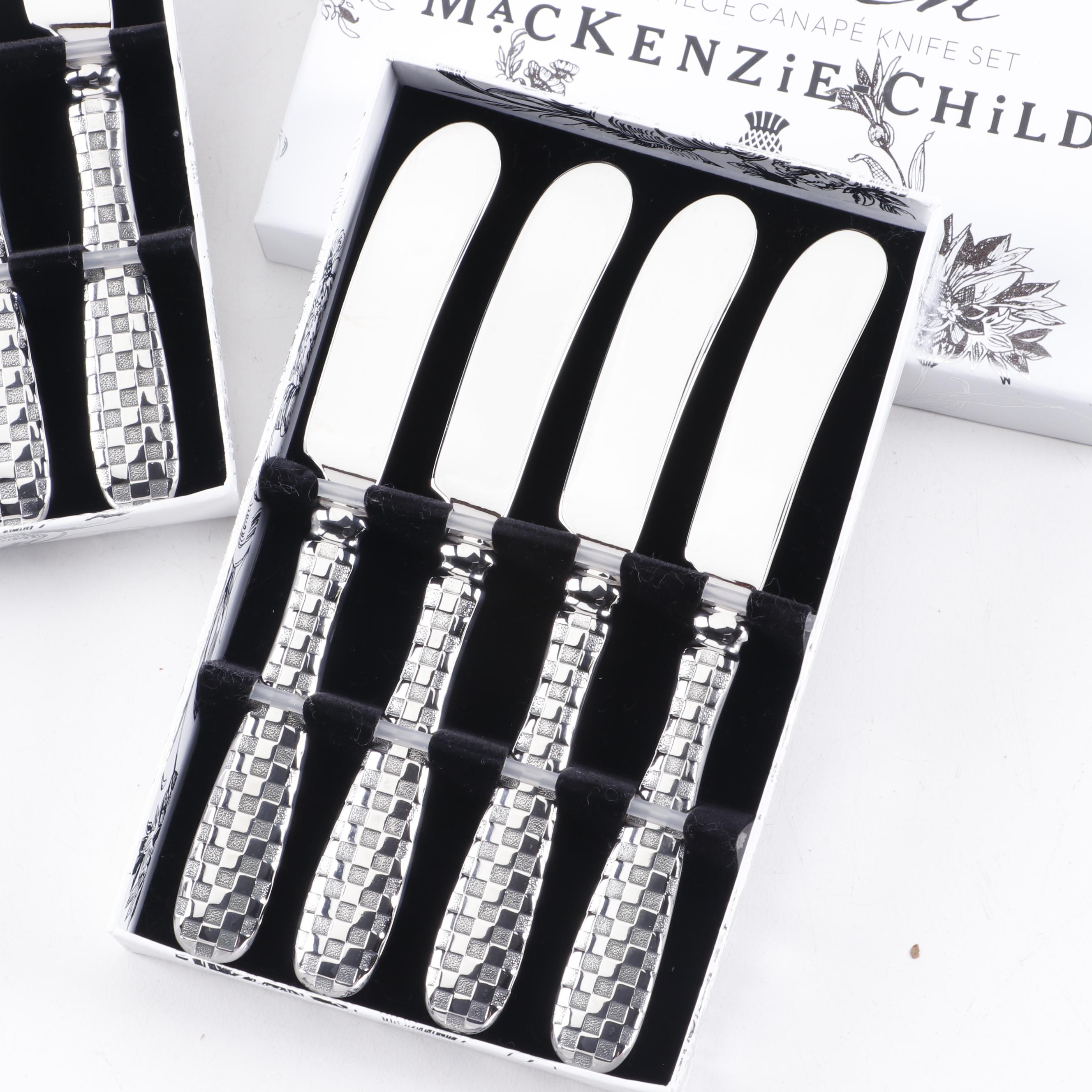 MacKenzie-Childs "Check" Stainless Steel Canape Knife Sets