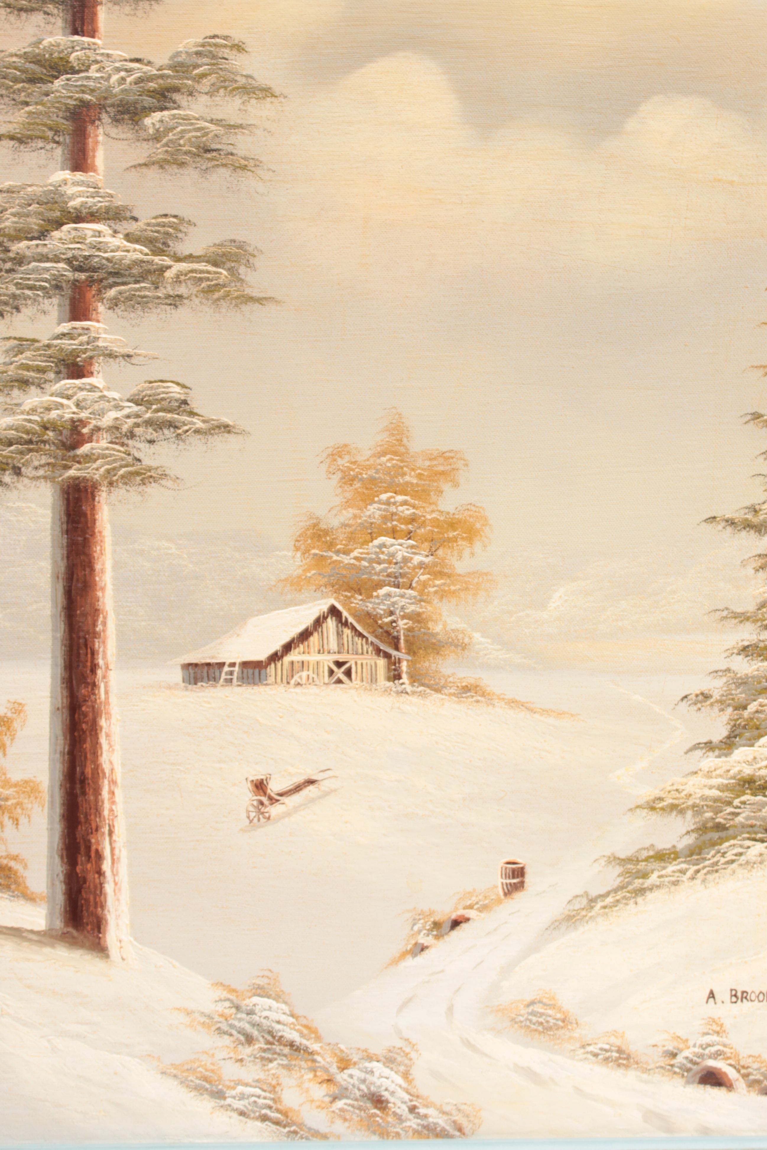 A. Brooks Oil Painting of Winter Landscape and More