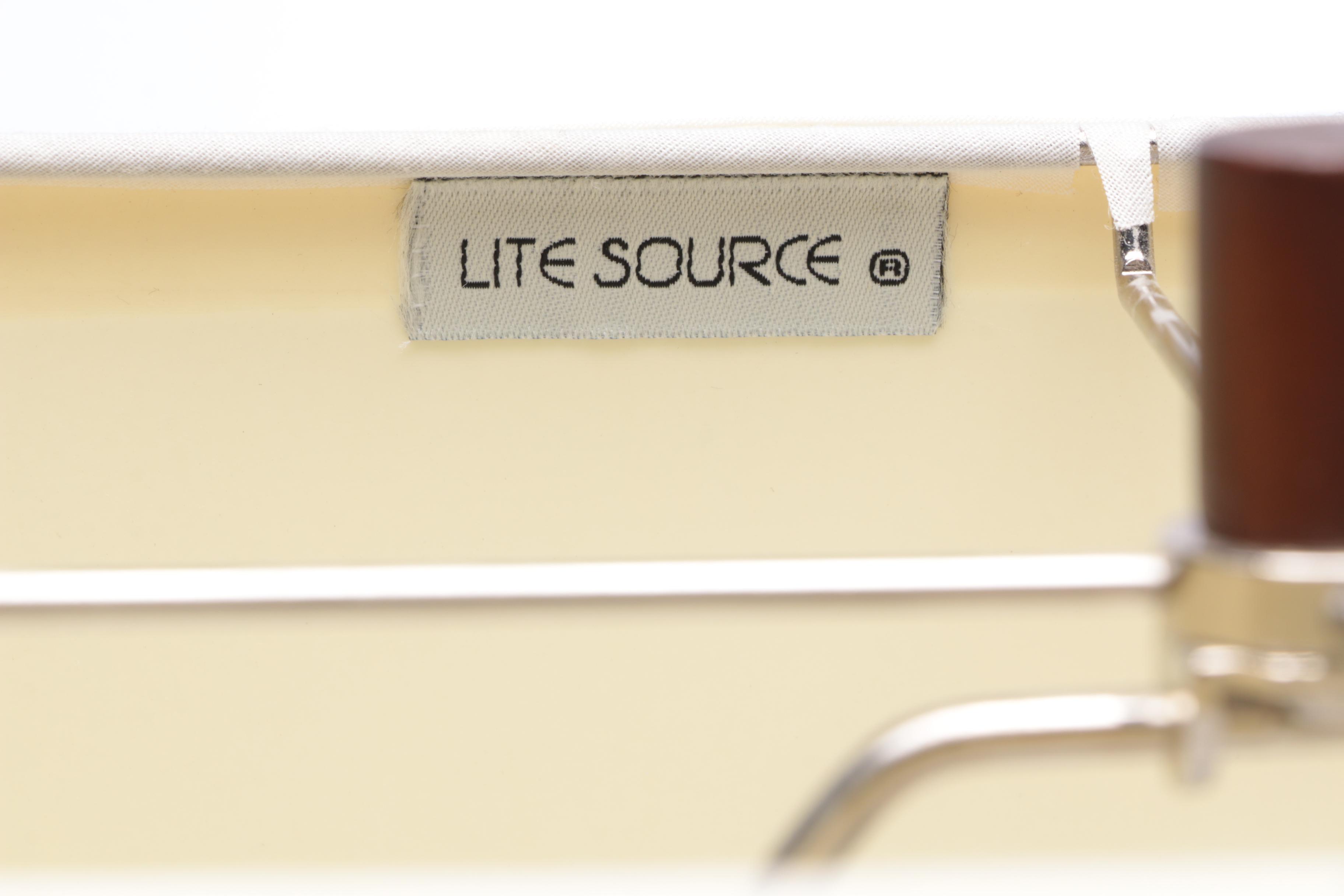 Lite Source "Emsley" Walnut and Steel Table Lamps with Shades