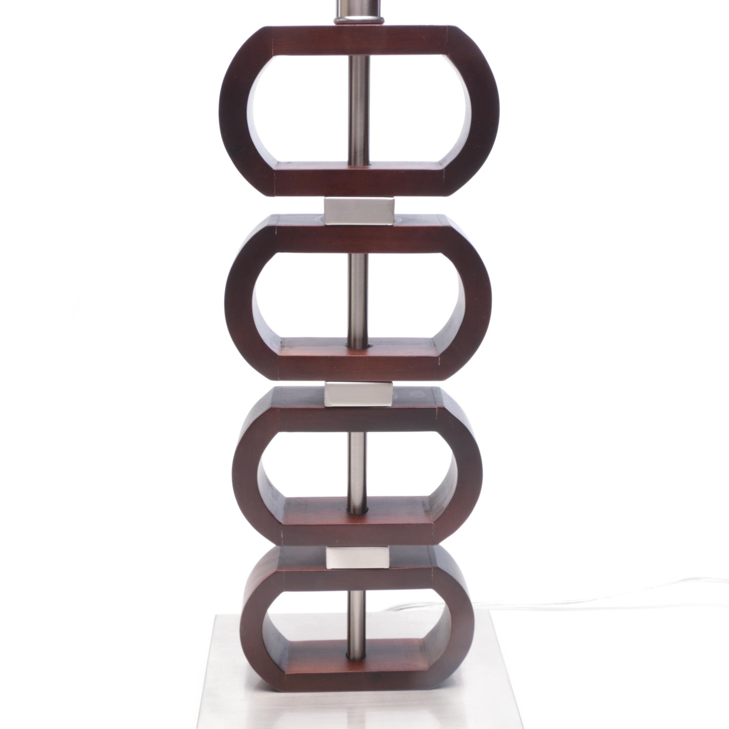 Lite Source "Emsley" Walnut and Steel Table Lamps with Shades