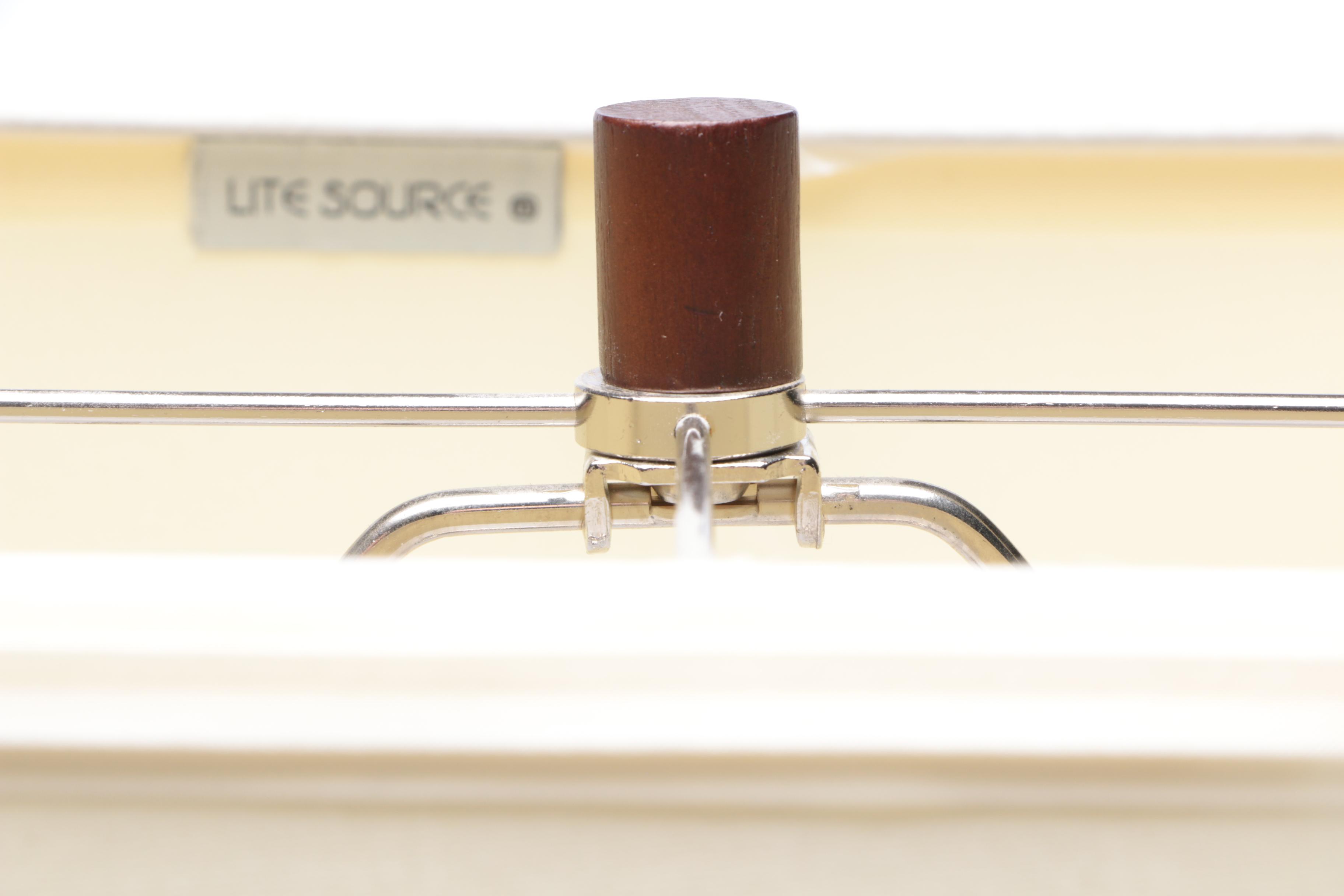 Lite Source "Emsley" Walnut and Steel Table Lamps with Shades