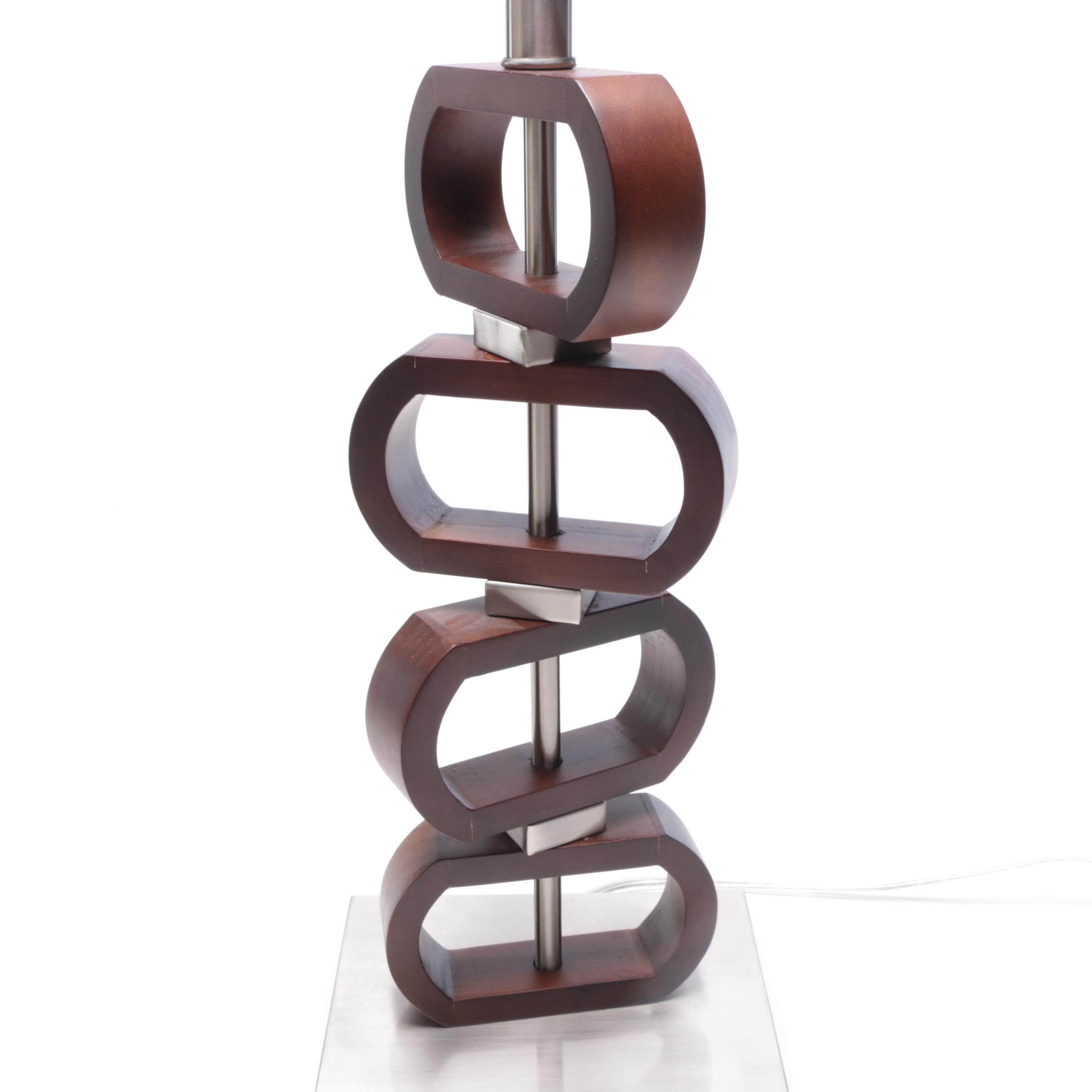 Lite Source "Emsley" Walnut and Steel Table Lamps with Shades