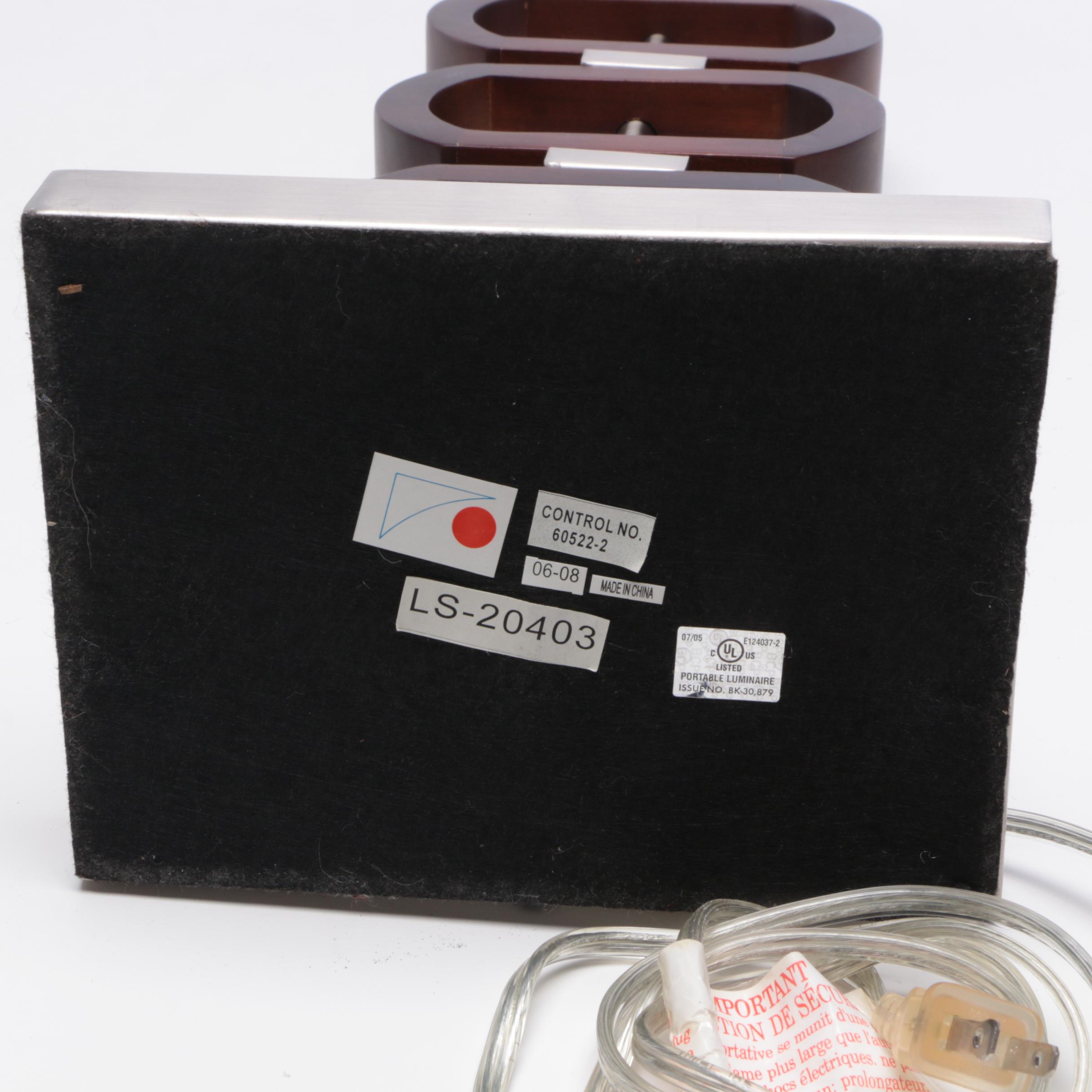 Lite Source "Emsley" Walnut and Steel Table Lamps with Shades