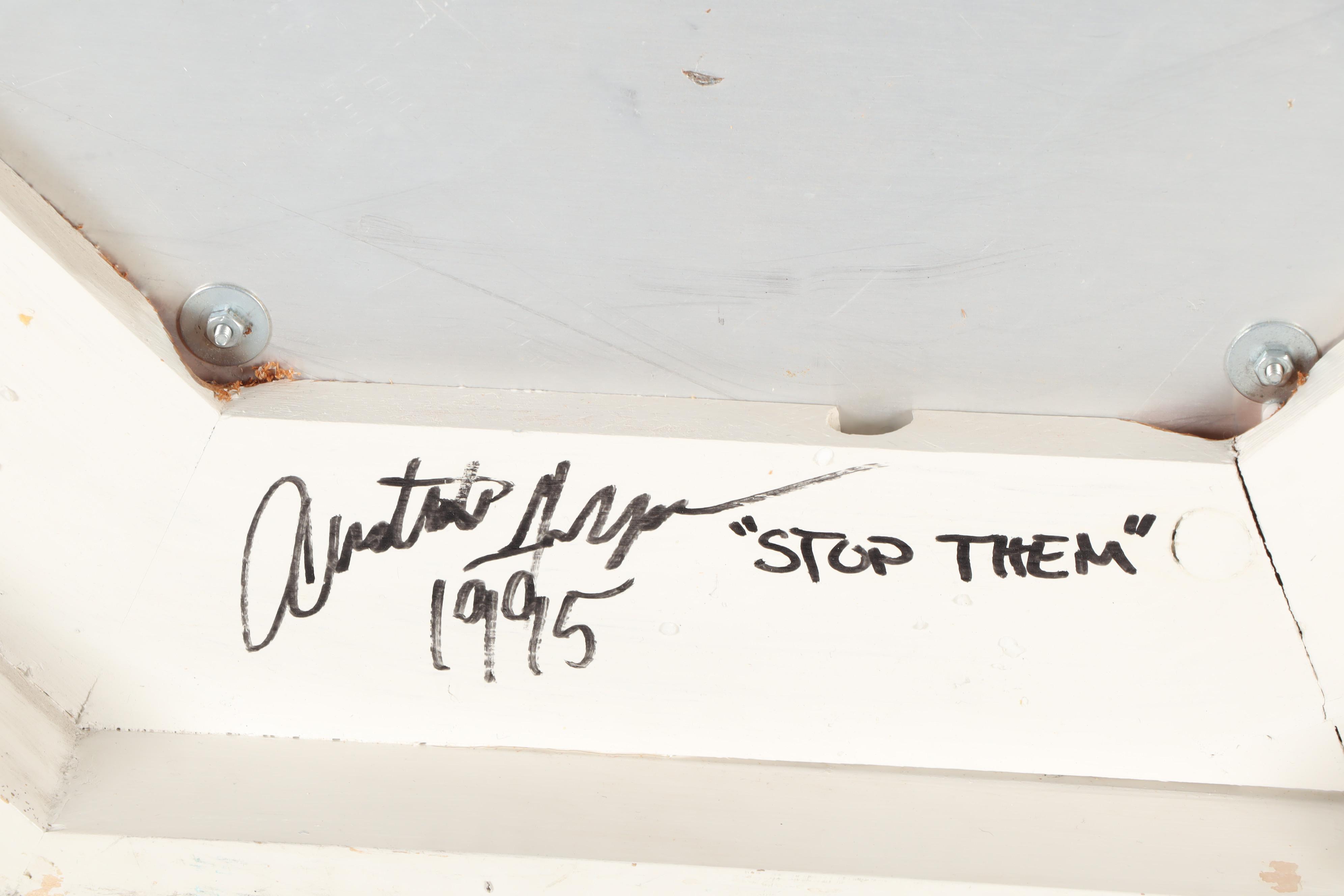 Aris Georgiades Metal Wall Sculpture "Stop Them"