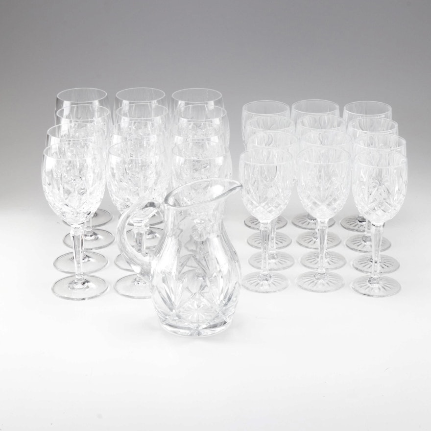 Gorham "Lady Anne" Crystal Water Goblets and Pitcher, Late 20th Century