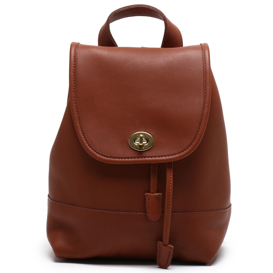 Coach Brown Leather Daypack Drawstring Backpack