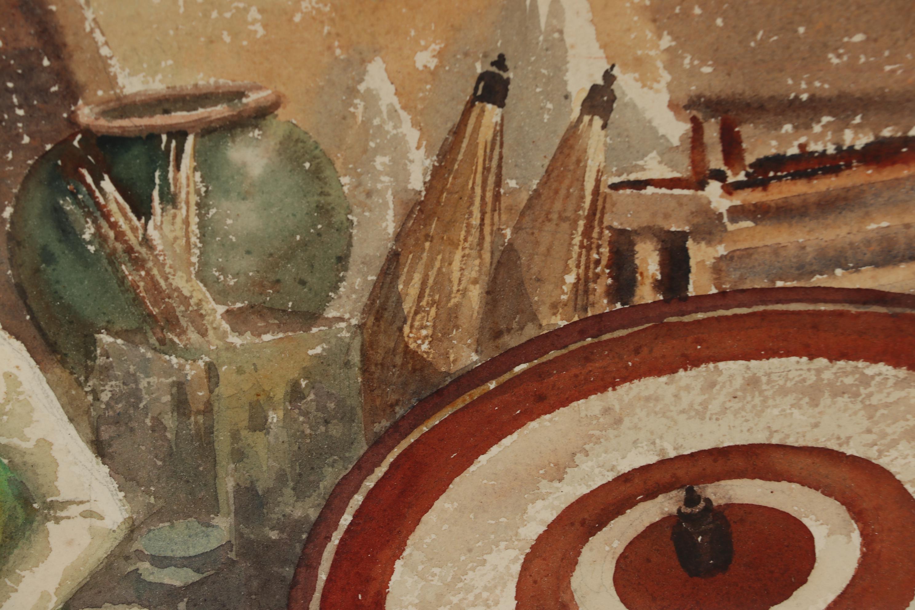 Ngwe Gaing Watercolor Painting of Burmese Artisan