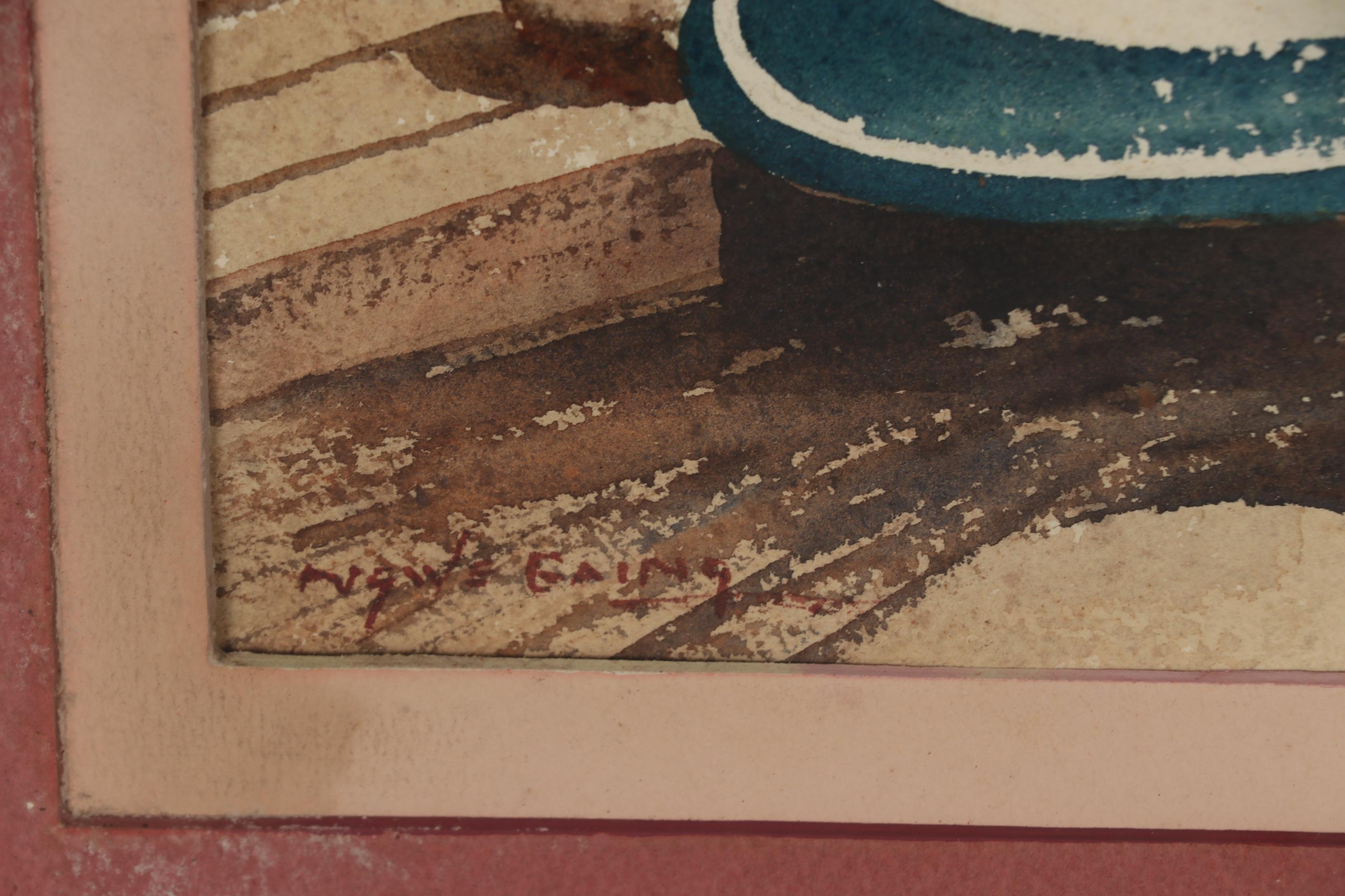 Ngwe Gaing Watercolor Painting of Burmese Artisan