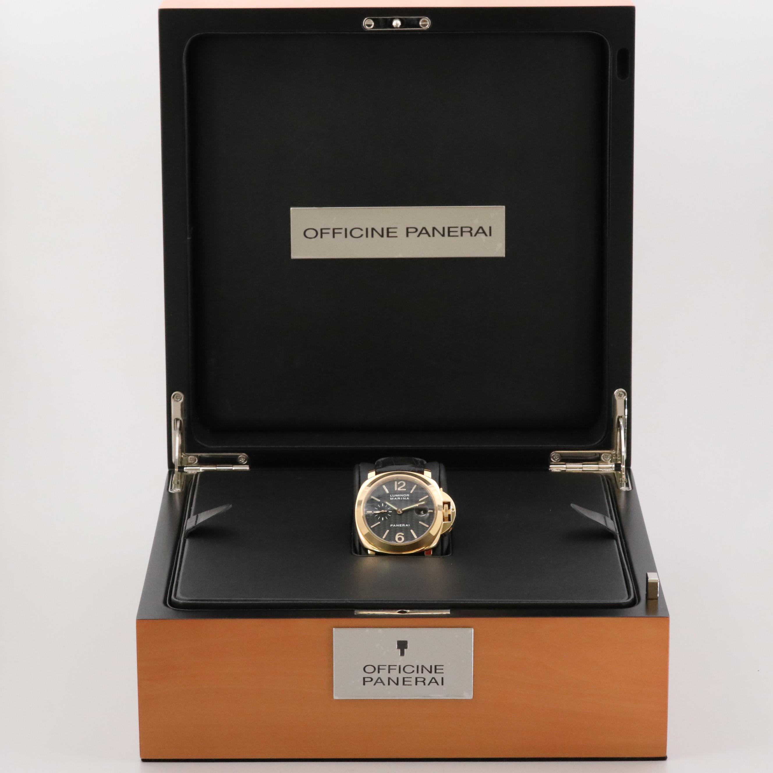 Panerai Luminor Marina 18K Gold Automatic Watch With Carbon Fiber Dial